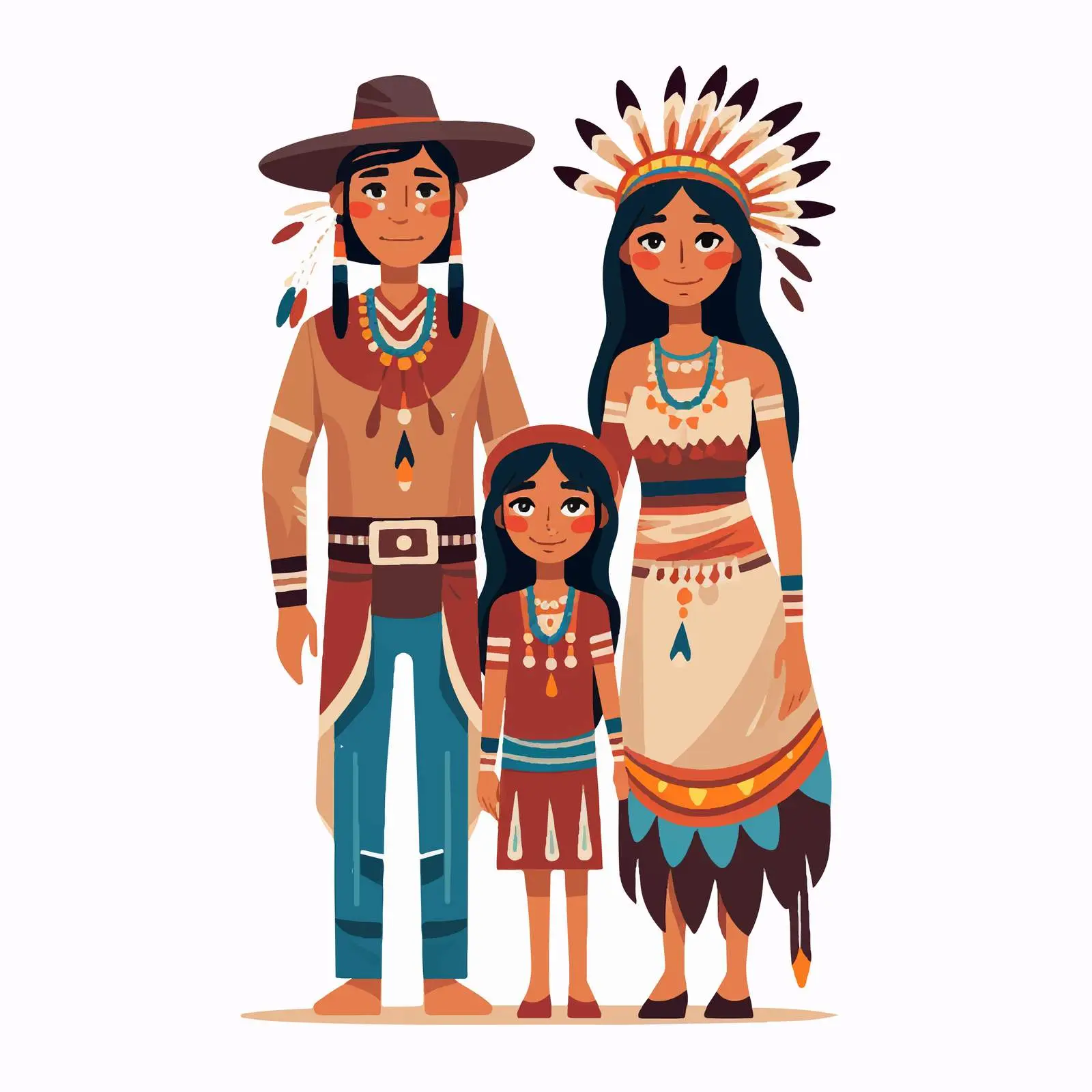 American Indian Family - Mother, Father, Daughter — free download from Dotvec