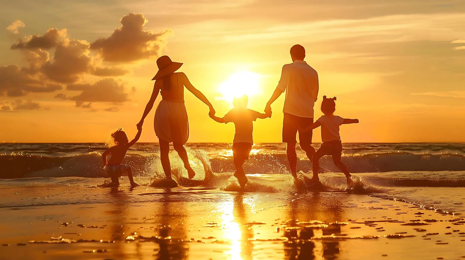 Joyful Family Enjoying Beach Sunset Together — free download from Dotvec