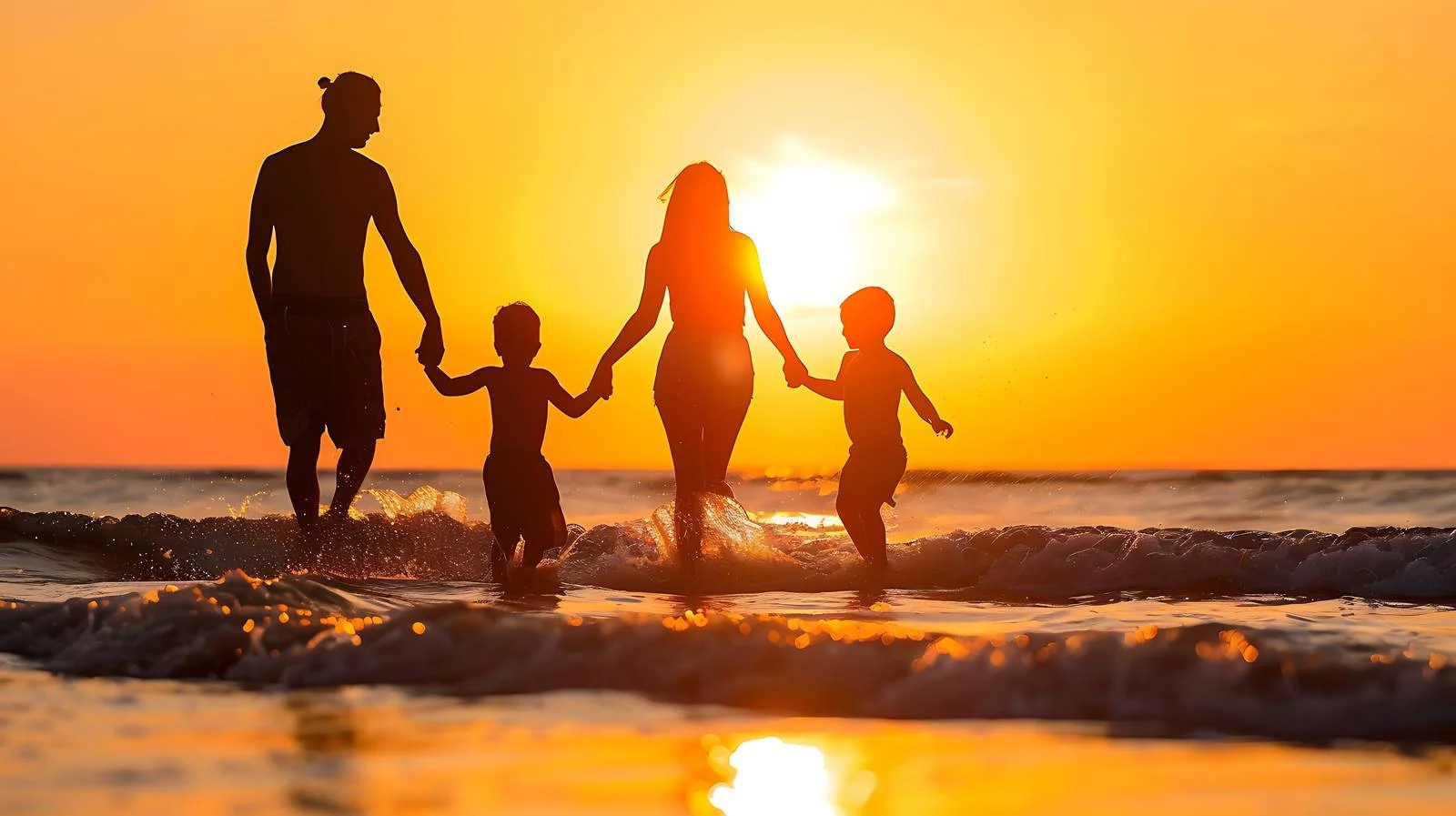 Joyful Family Enjoying Sunset Beach Time — free download from Dotvec