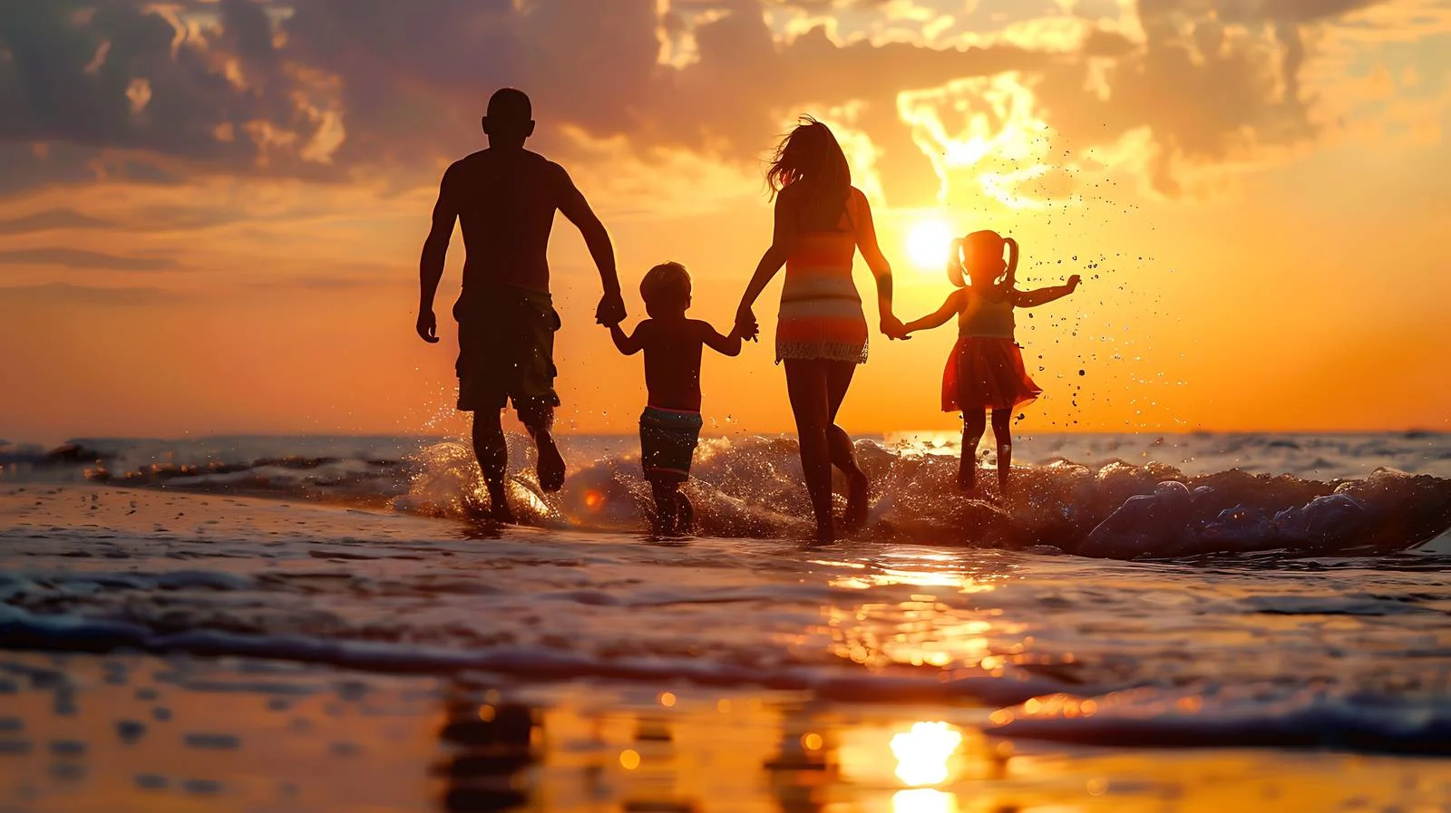 Joyful Family Beach Sunset Bonding Memories — free download from Dotvec