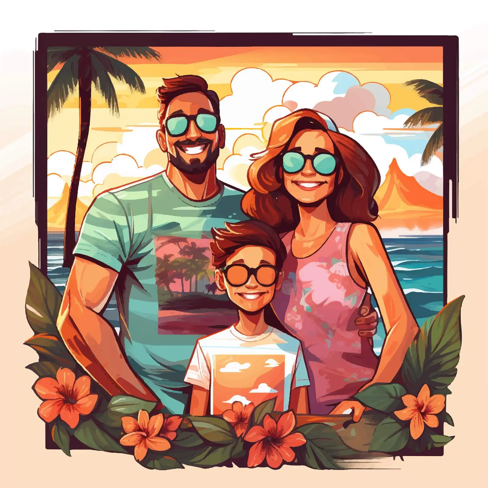 Family Vacation Background Illustration Vector — free download from Dotvec