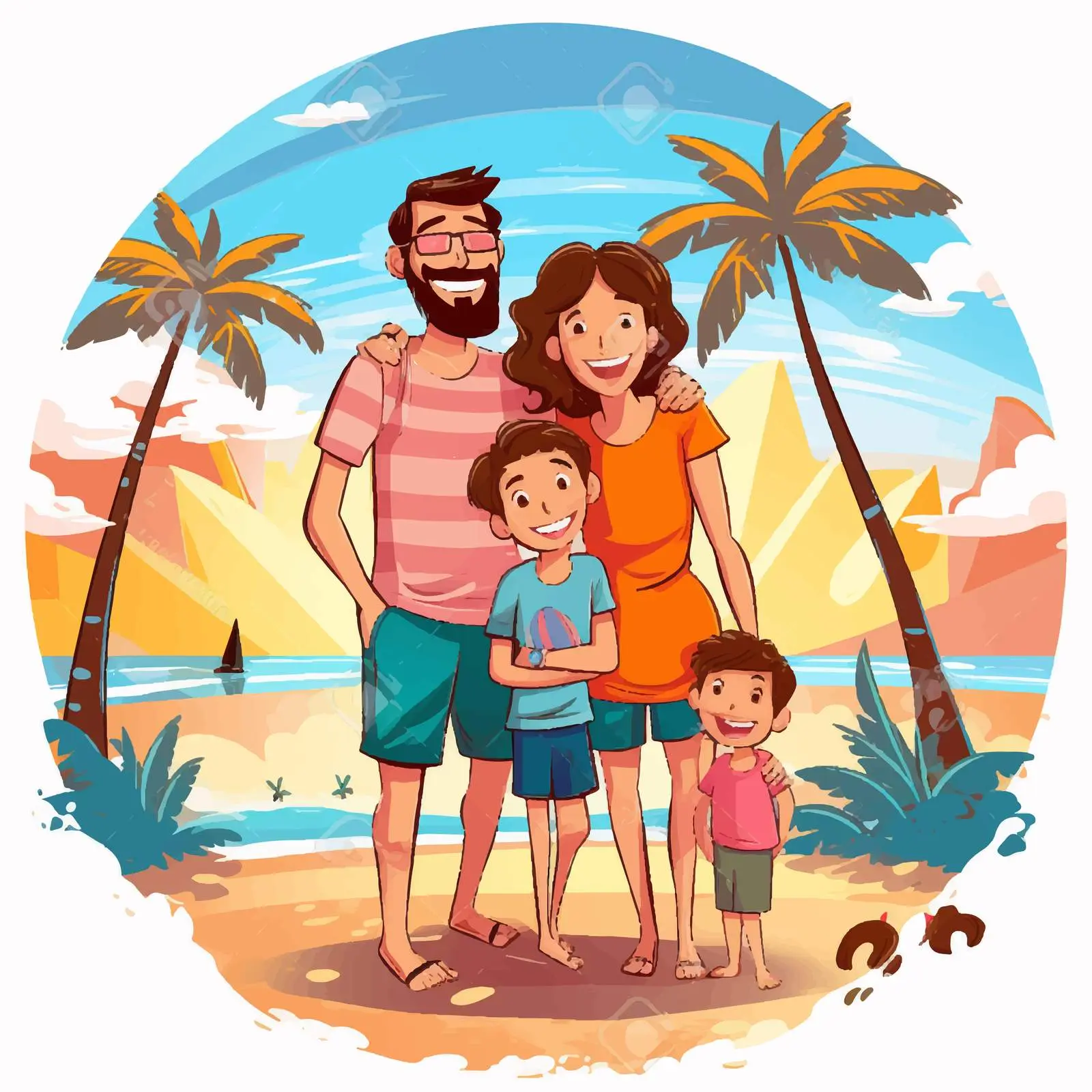 Family Vacation Background Illustration Vector — free download from Dotvec