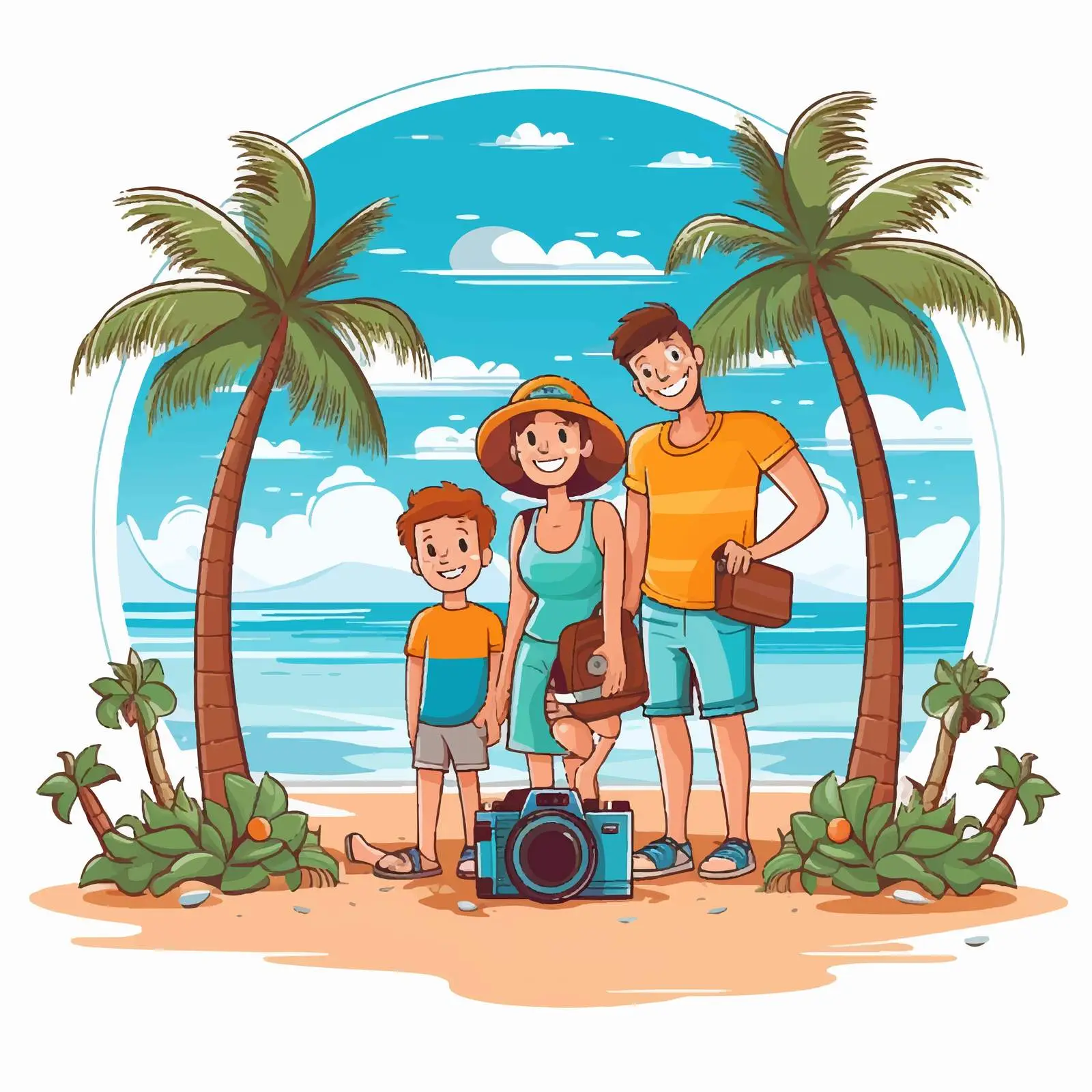 Family Vacation Illustration Vector Art — free download from Dotvec