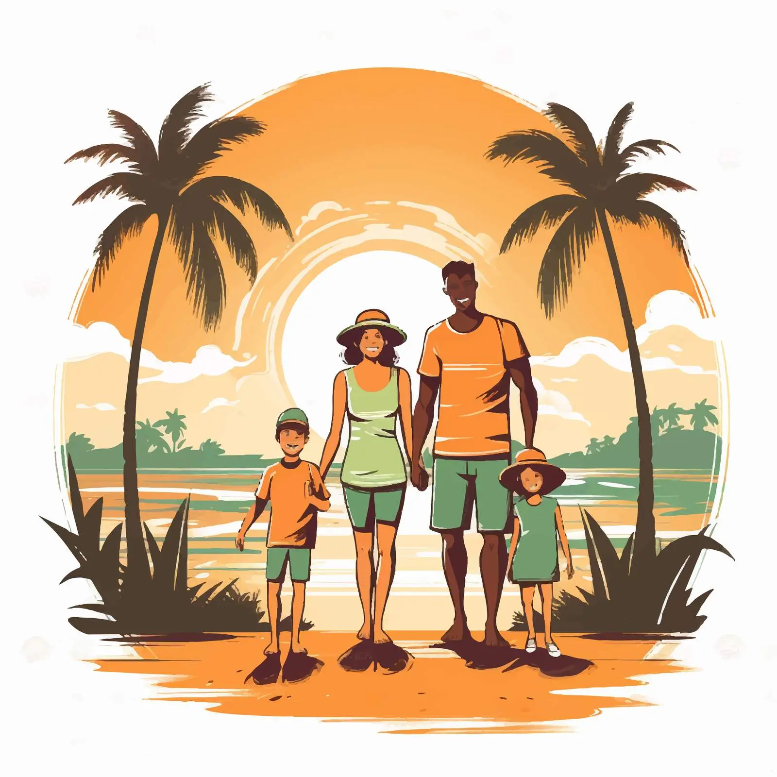 Family Vacation Background Illustration Vector — free download from Dotvec