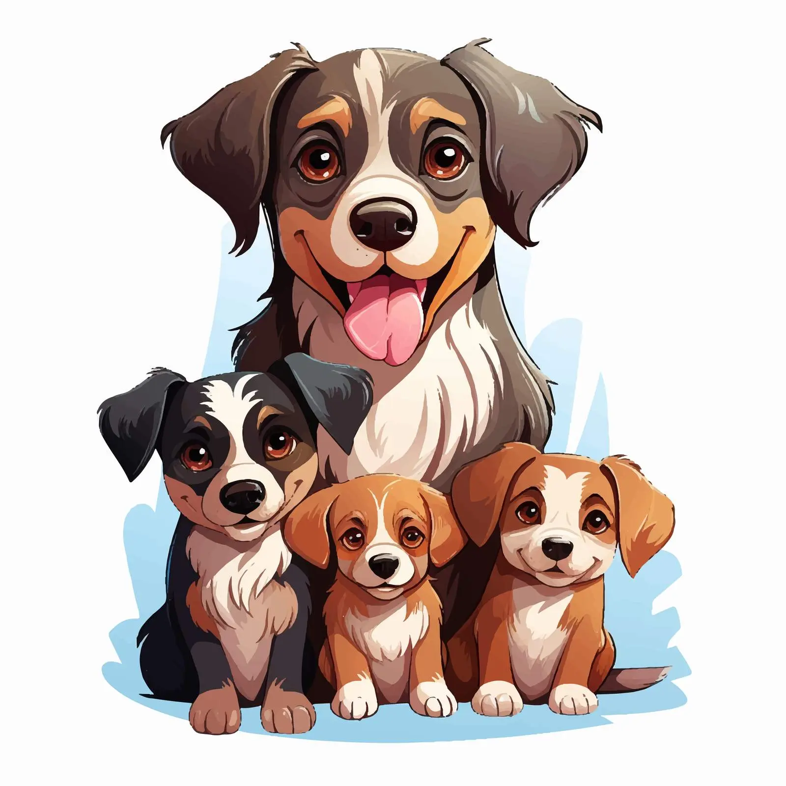 Family Portrait with Three Adorable Dogs – free three dogs image from Dotvec