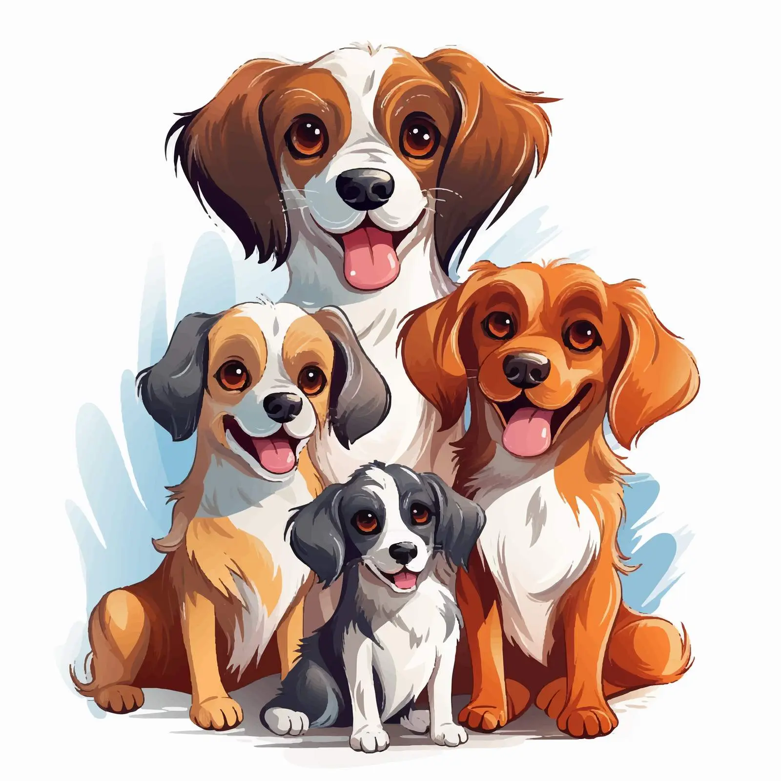 Family Portrait with Three Adorable Dogs — free download from Dotvec