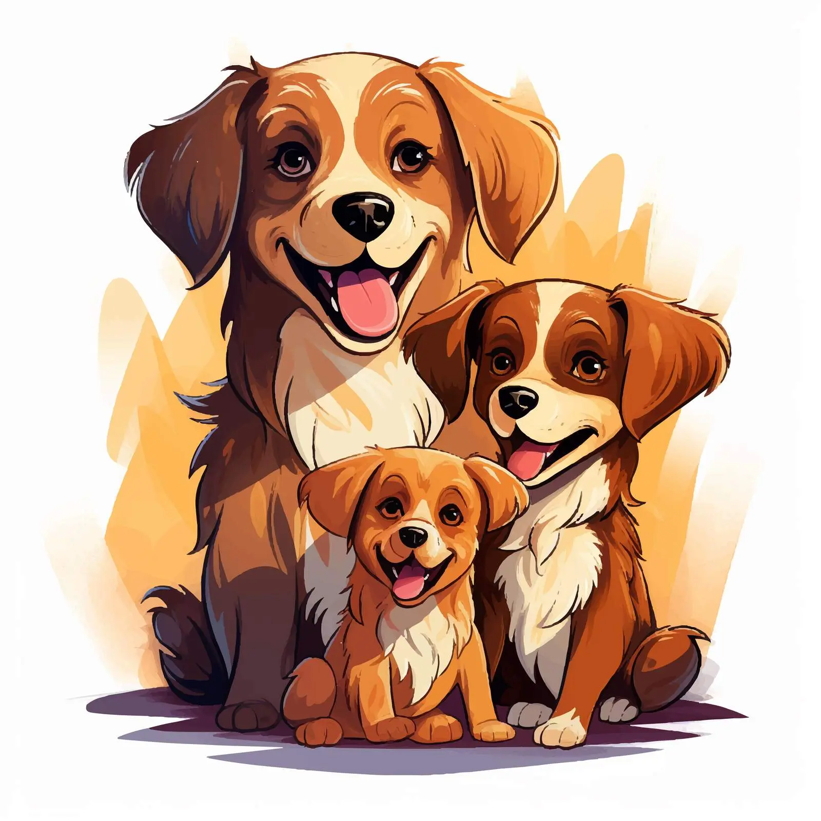 Family Portrait with Three Adorable Dogs – free vector pet image from Dotvec
