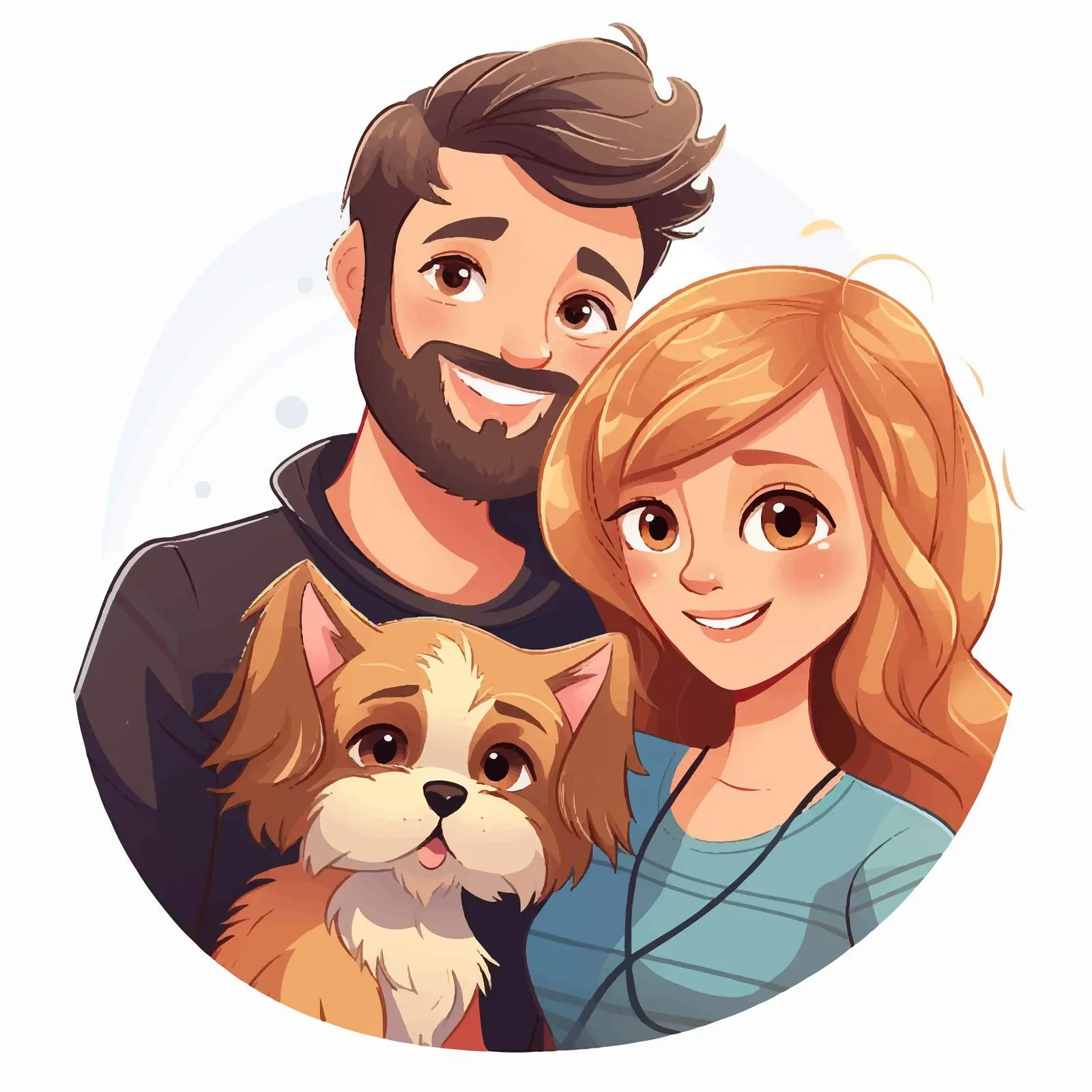 Family Portrait with Dogs and Cat Vector — free download from Dotvec