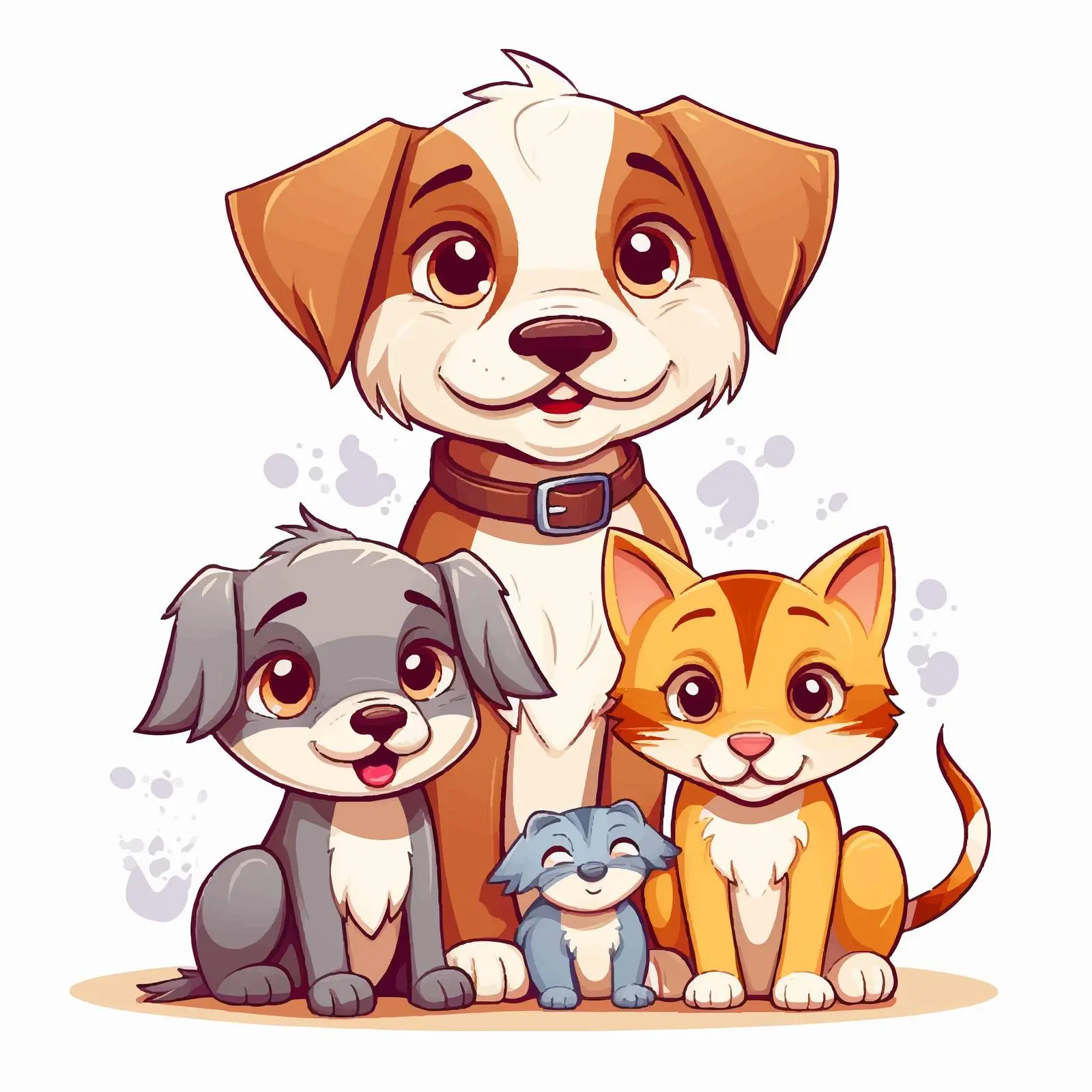 Family Portrait with Two Dogs and a Cat — free download from Dotvec