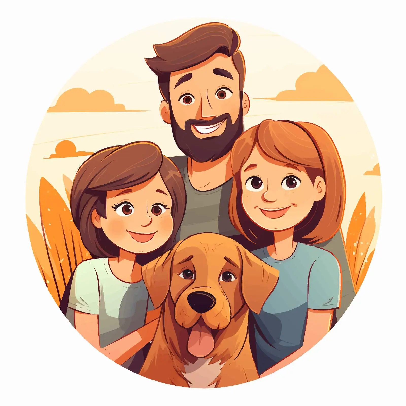 Family Portrait with Dogs and Child Vector — free download from Dotvec