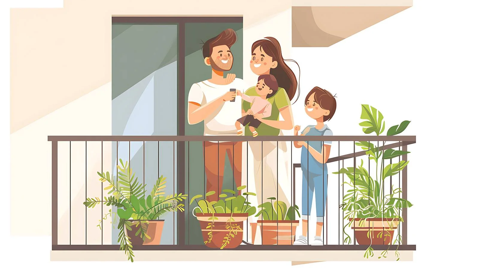 Family Enjoying Time Together on Balcony — free download from Dotvec