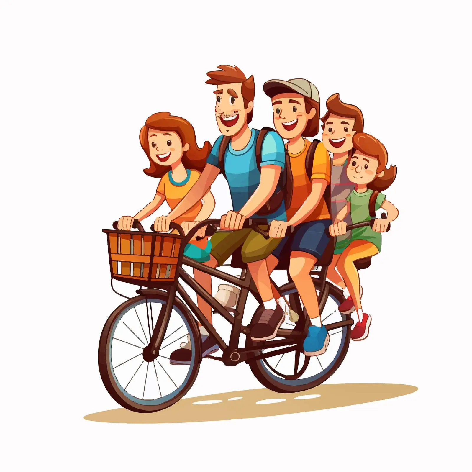 Family Teamwork on a Multi-Seat Bike — free download from Dotvec