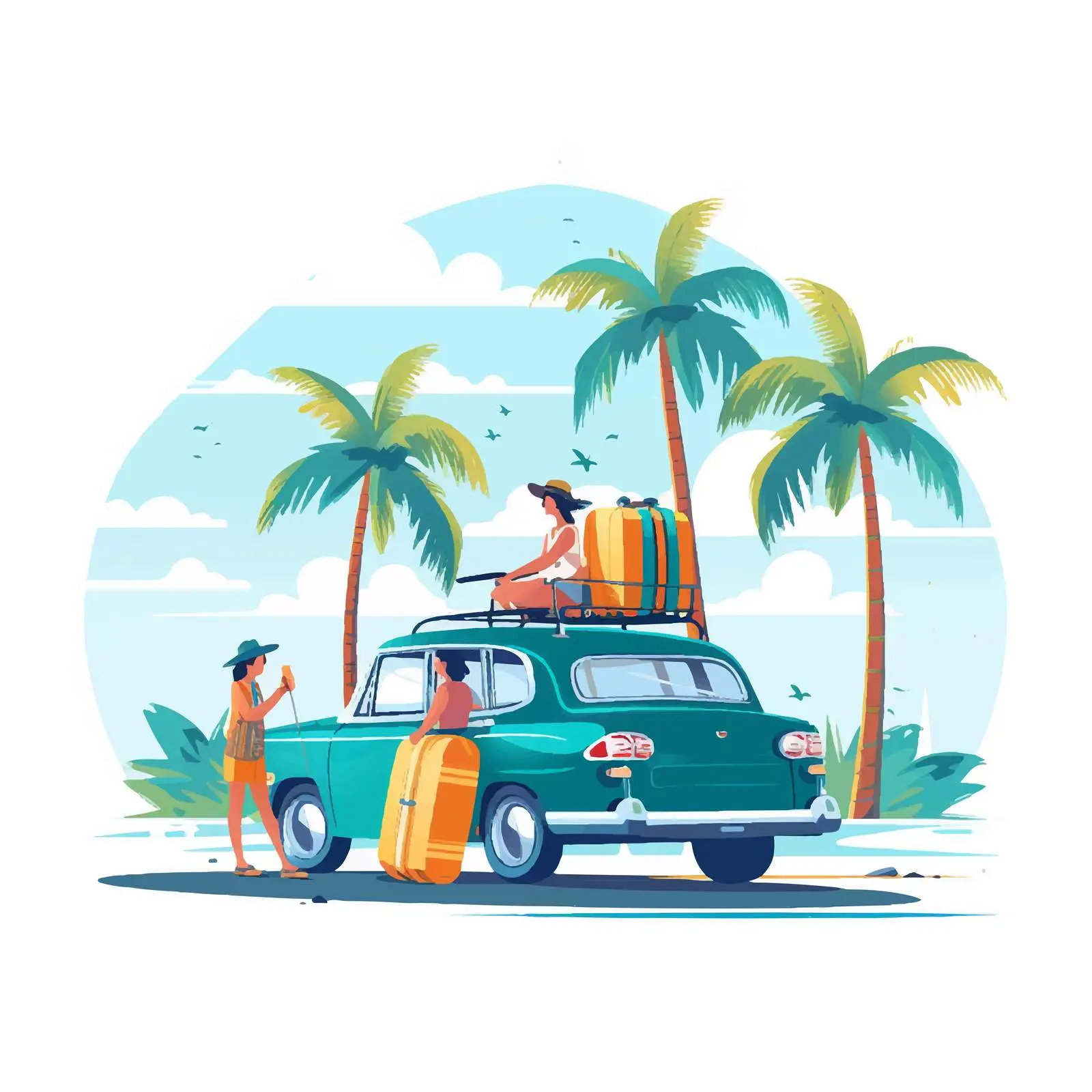 Happy Family Road Trip with Baggage — free download from Dotvec
