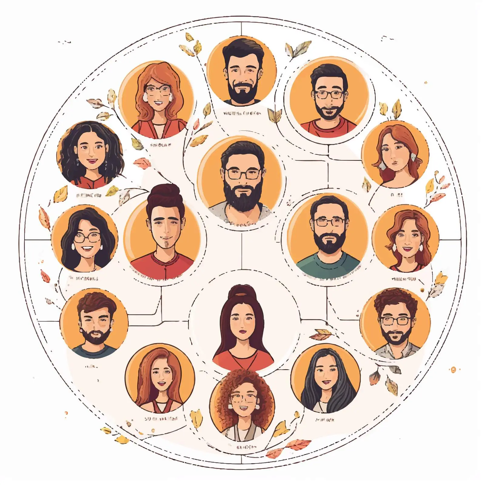 Cute Family Tree Pedigree Ancestry Chart Template — free download from Dotvec