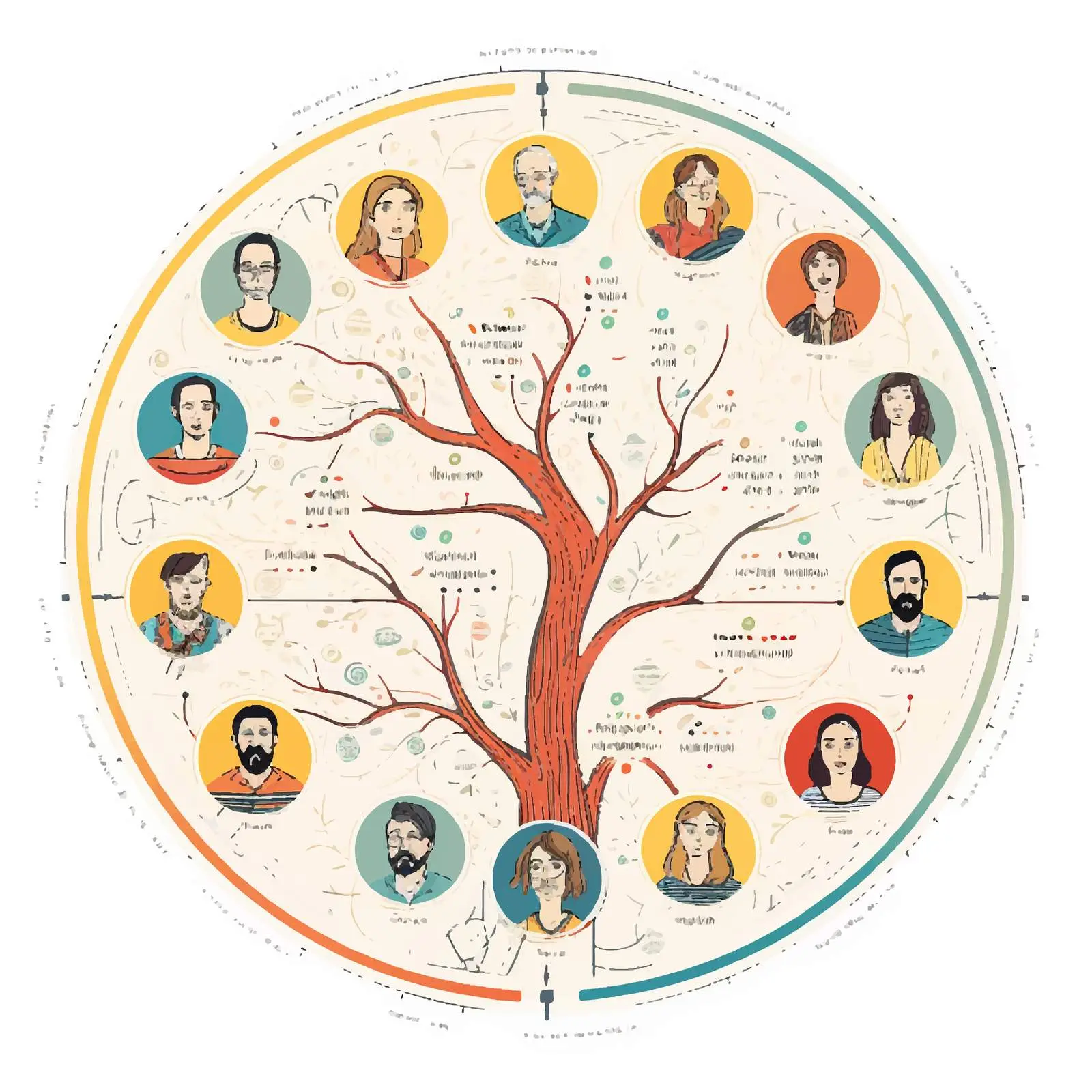 Cute Family Tree Ancestry Template Chart — free download from Dotvec