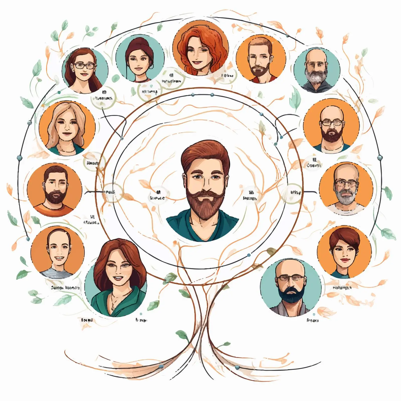 Cute Family Tree Pedigree Ancestry Chart Template — free download from Dotvec