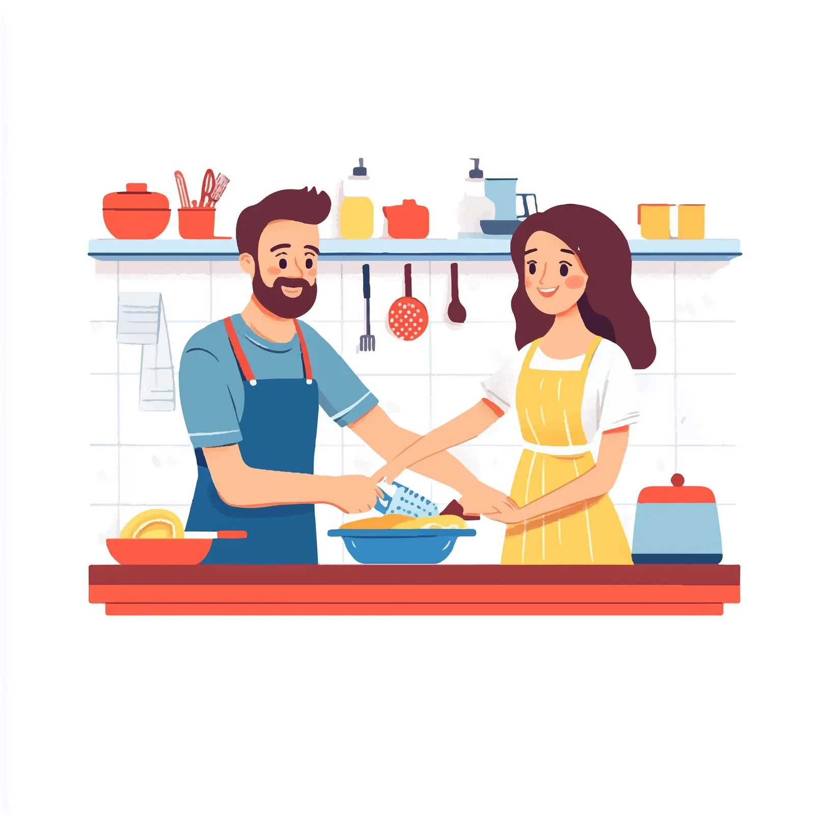 Family Washing Dishes Together in Kitchen — free download from Dotvec