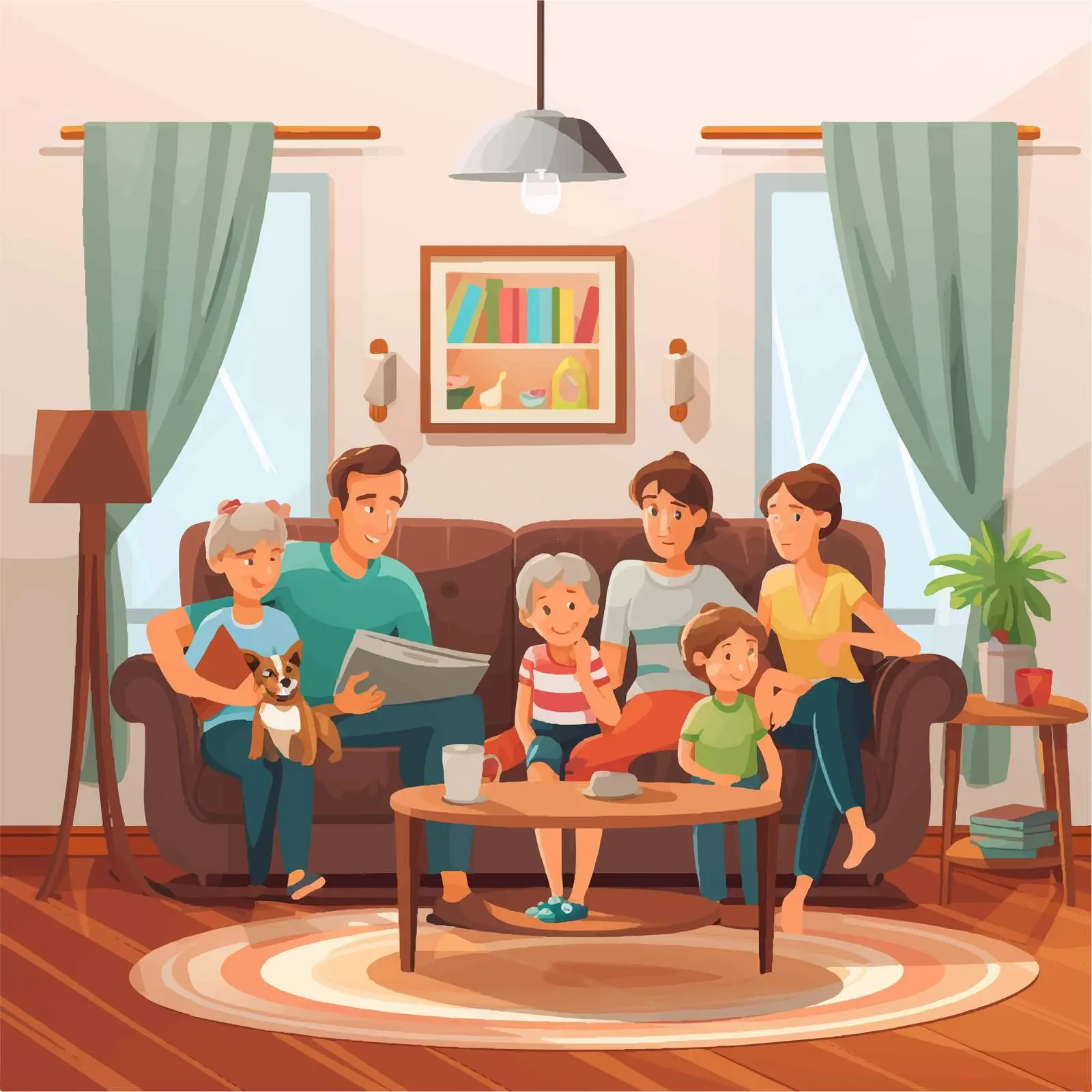 Family with Children and Grandmother in Living Room — free download from Dotvec