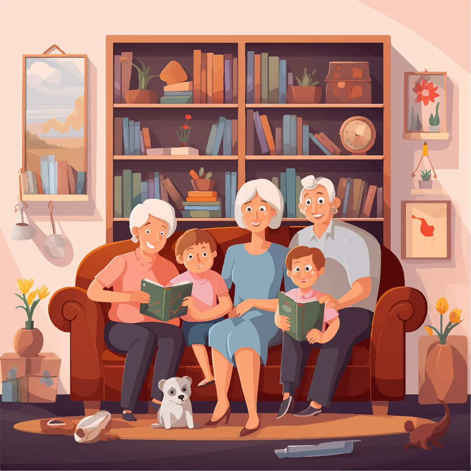 Family Gathering with Grandmother in Living Room — free download from Dotvec
