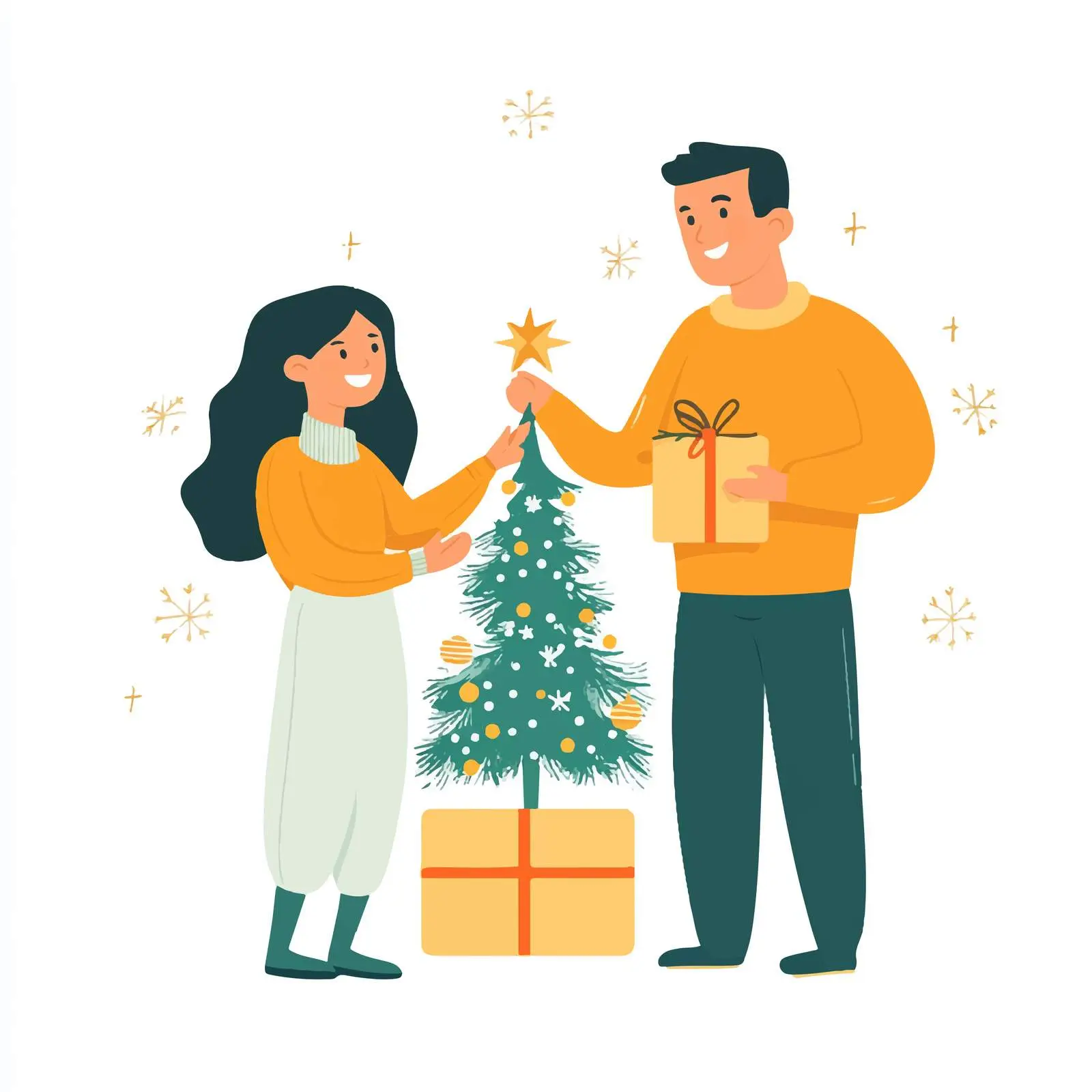 Family Celebrating Christmas with Tree and Gifts — free download from Dotvec