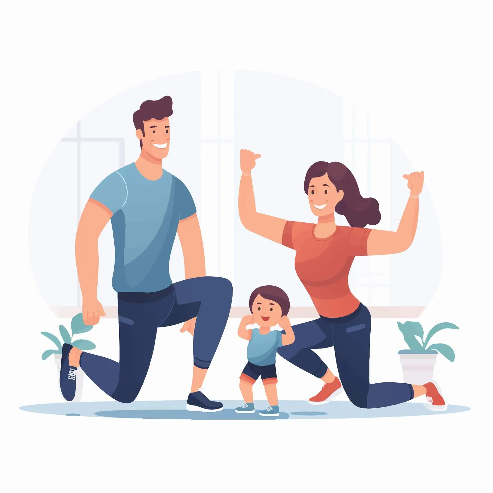 Family Exercising Together at Home — free download from Dotvec