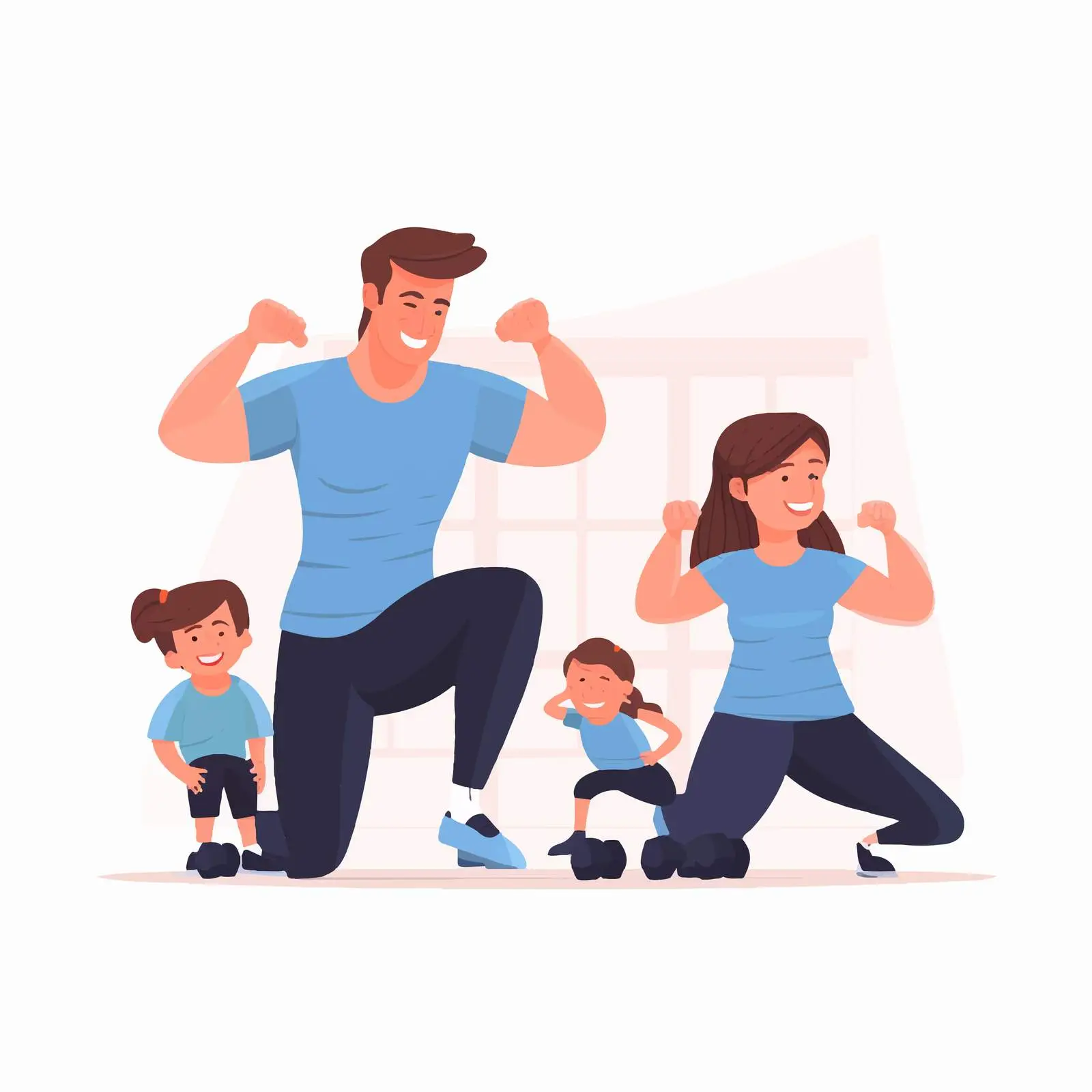 Family Exercising at Home with Child – free indoor sports image from Dotvec