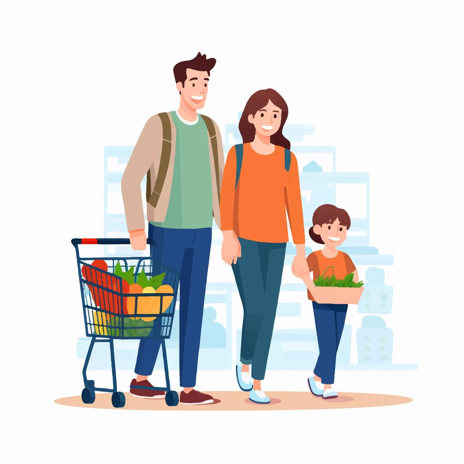 Family Shopping Together in Grocery Store — free download from Dotvec