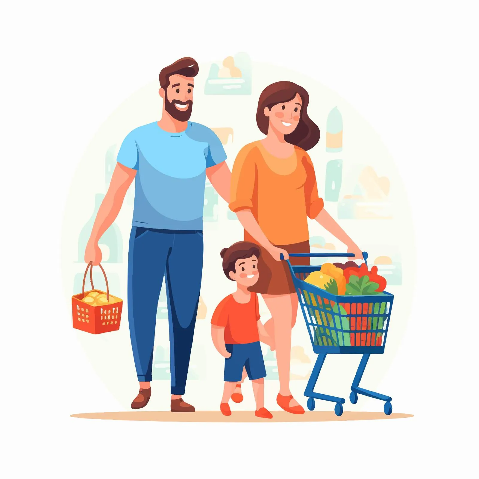 Family Shopping Together in Grocery Store — free download from Dotvec