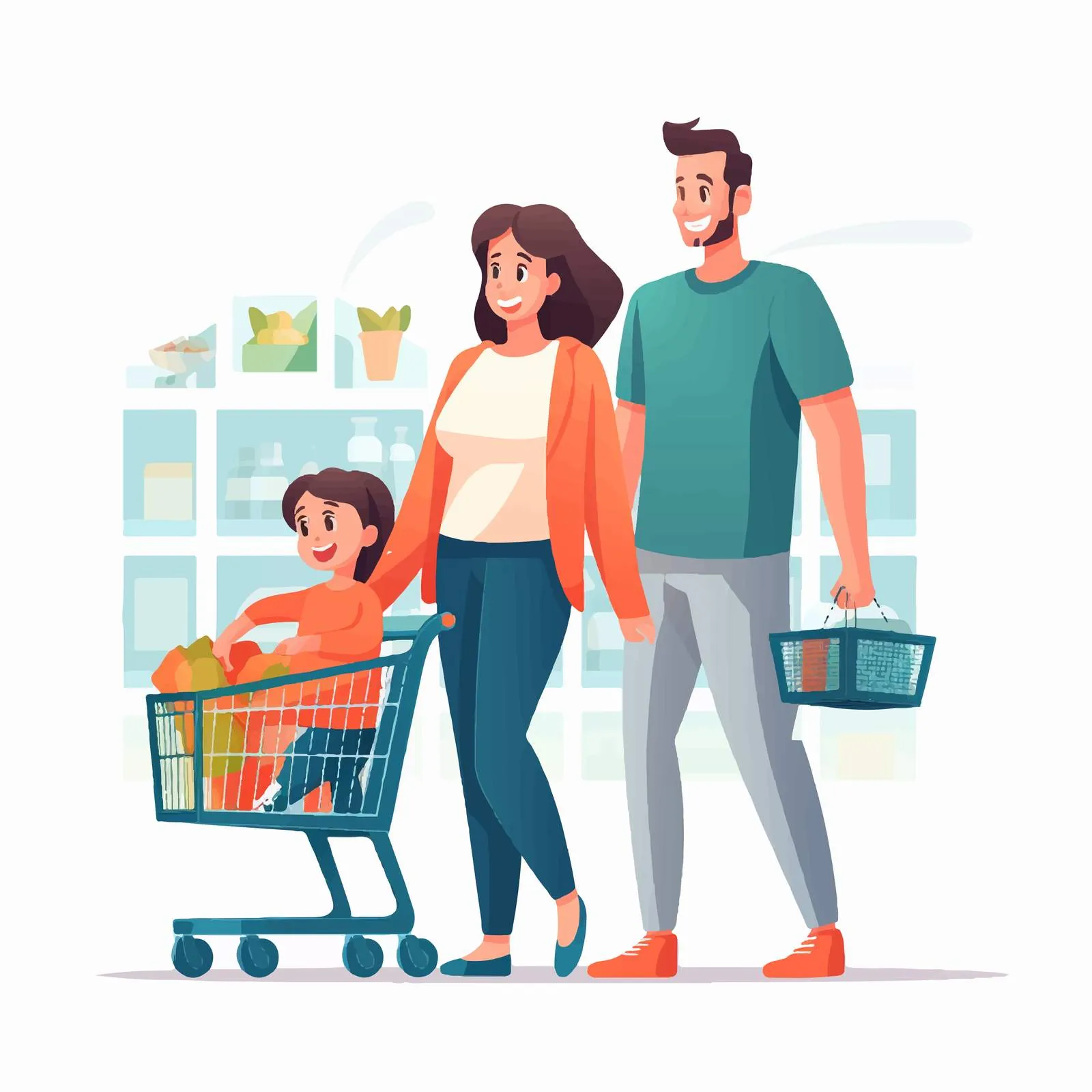 Family Shopping Together in Grocery Store — free download from Dotvec