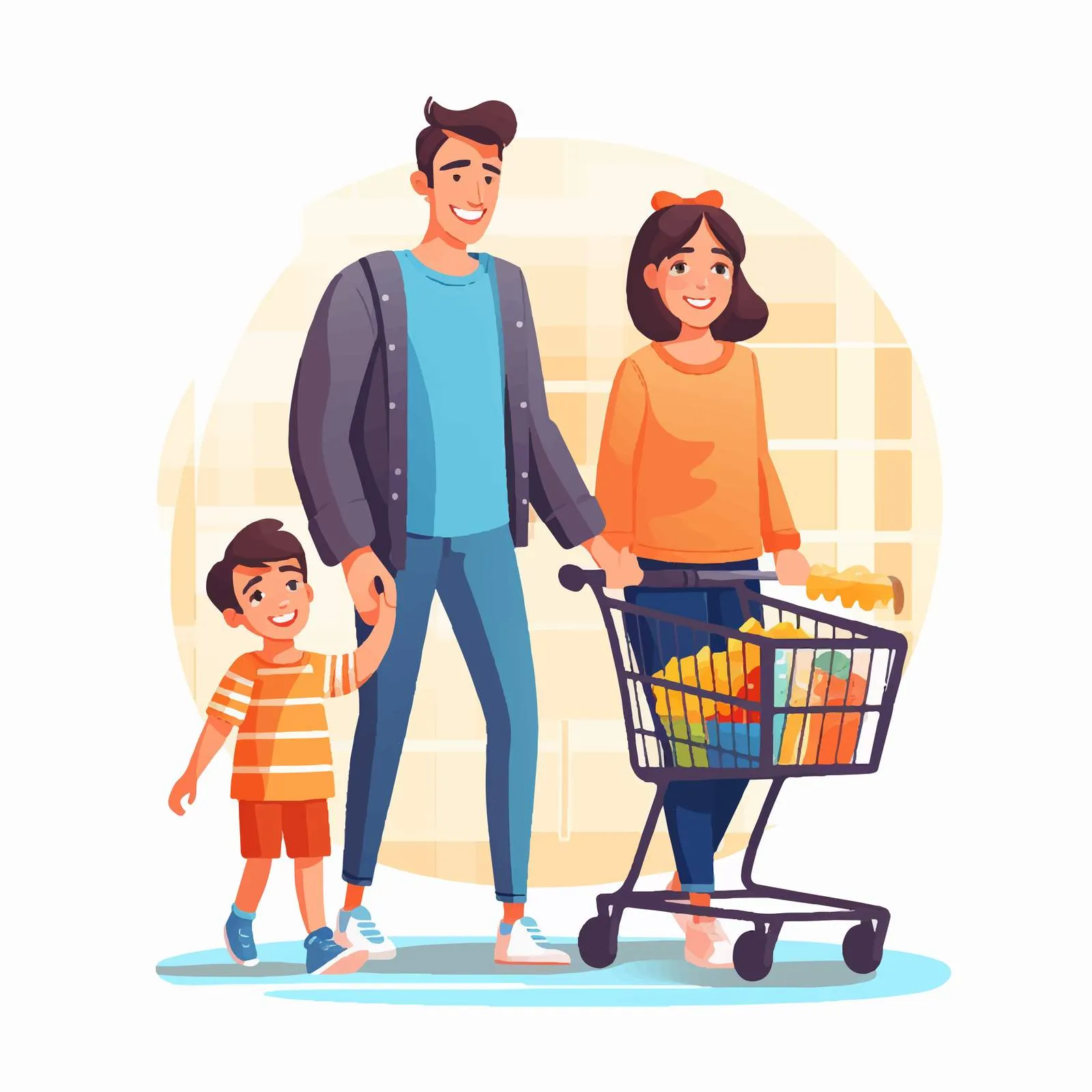 Family Shopping Together at Grocery Store — free download from Dotvec