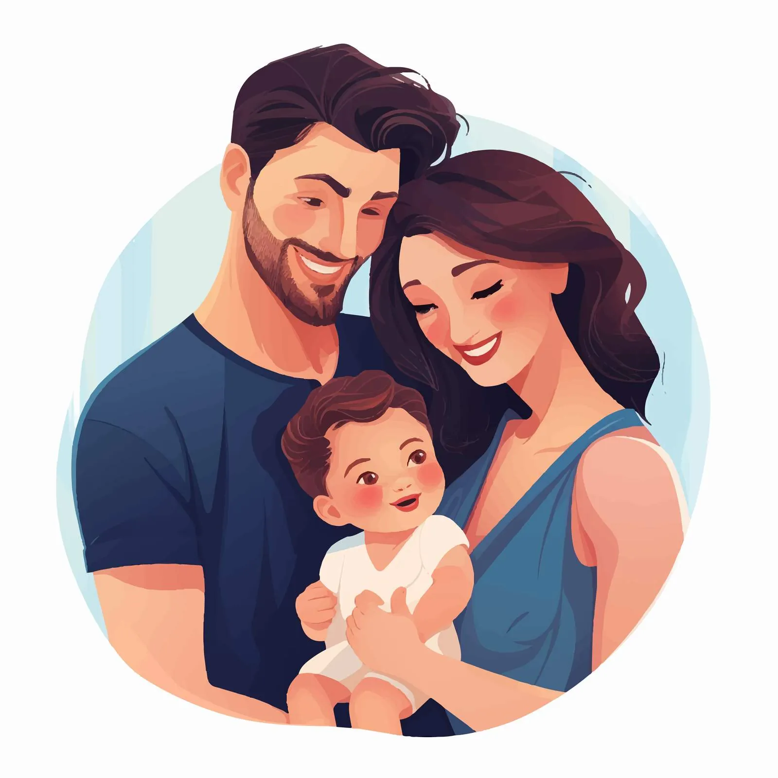 Newborn Baby with Parents Vector Illustration — free download from Dotvec