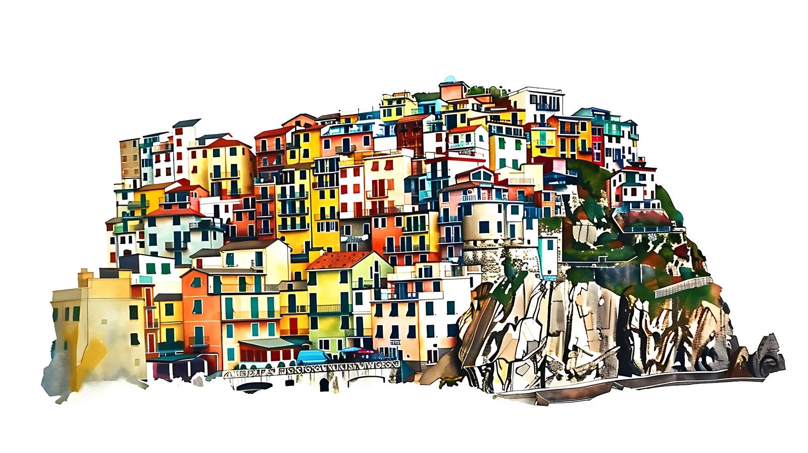 Scenic Riomaggiore Village in Italy on White — free download from Dotvec