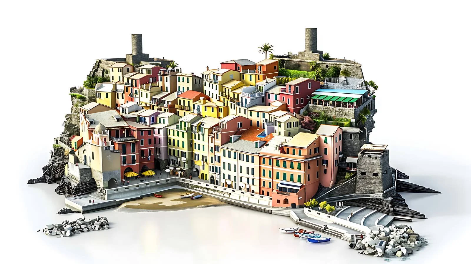Picturesque Vernazza, Italy on White Background — free download from Dotvec