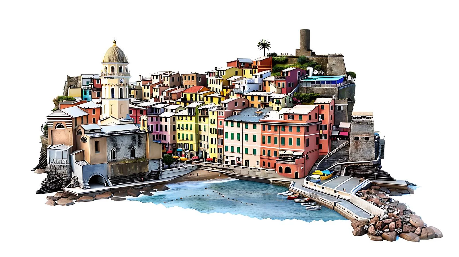 Iconic Vernazza Italy White Background View — free download from Dotvec
