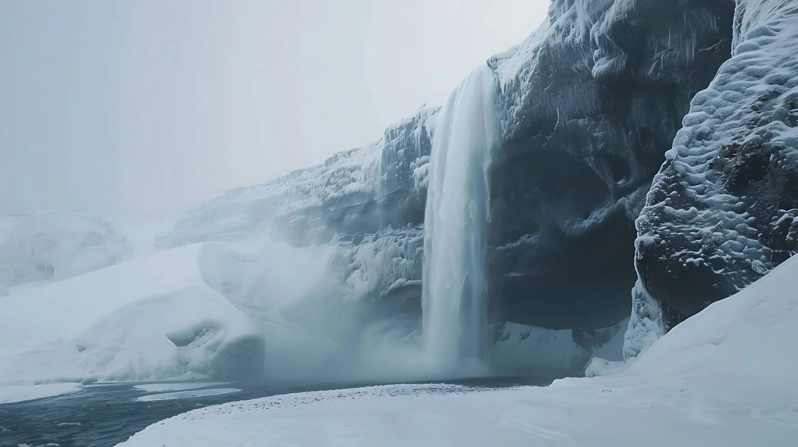 Majestic Seljalandsfoss Waterfall in Winter Wonderland — free download from Dotvec