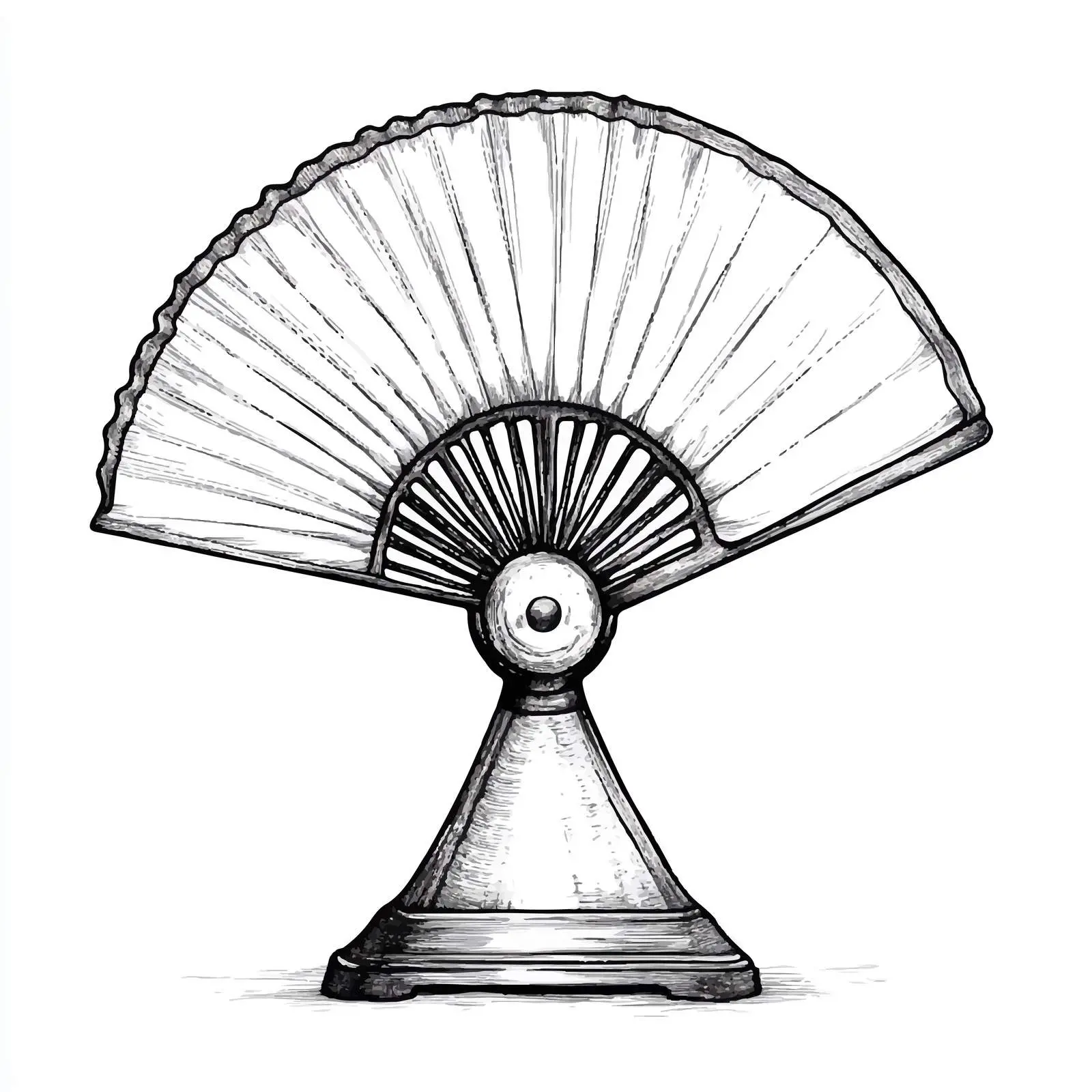 Hand-Drawn Black and White Fan Illustration — free download from Dotvec