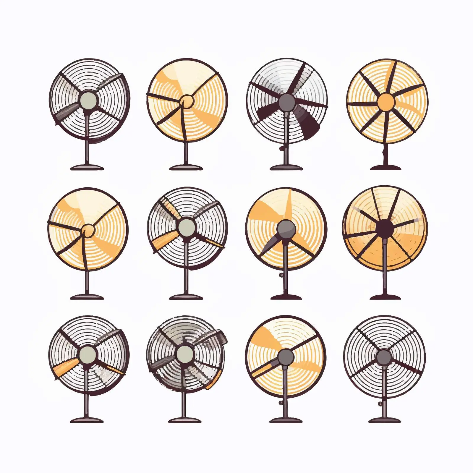 Vector Fan Line Illustration on White Background – free contour drawing image from Dotvec