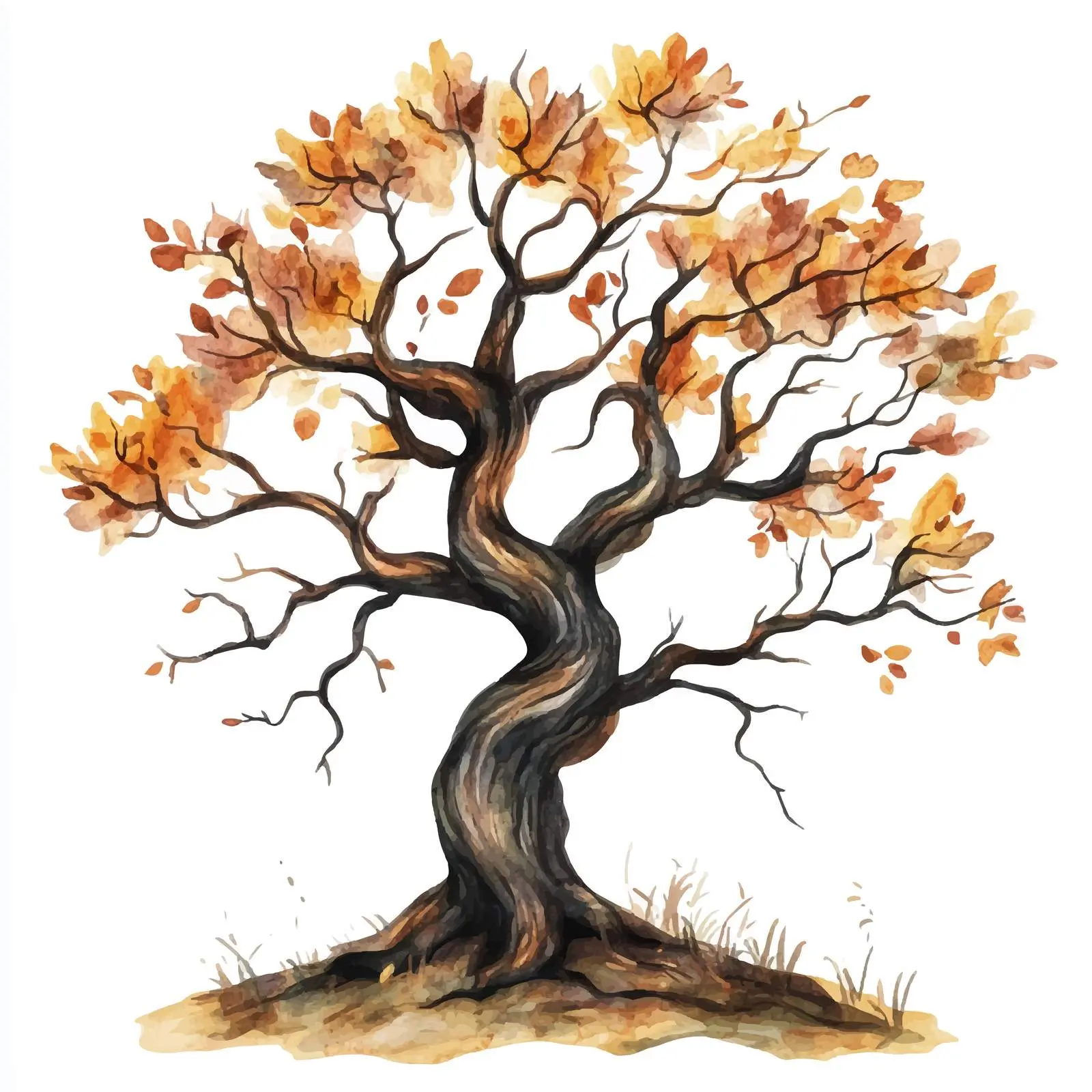 Colorful Cartoon Watercolor Tree Illustration — free download from Dotvec