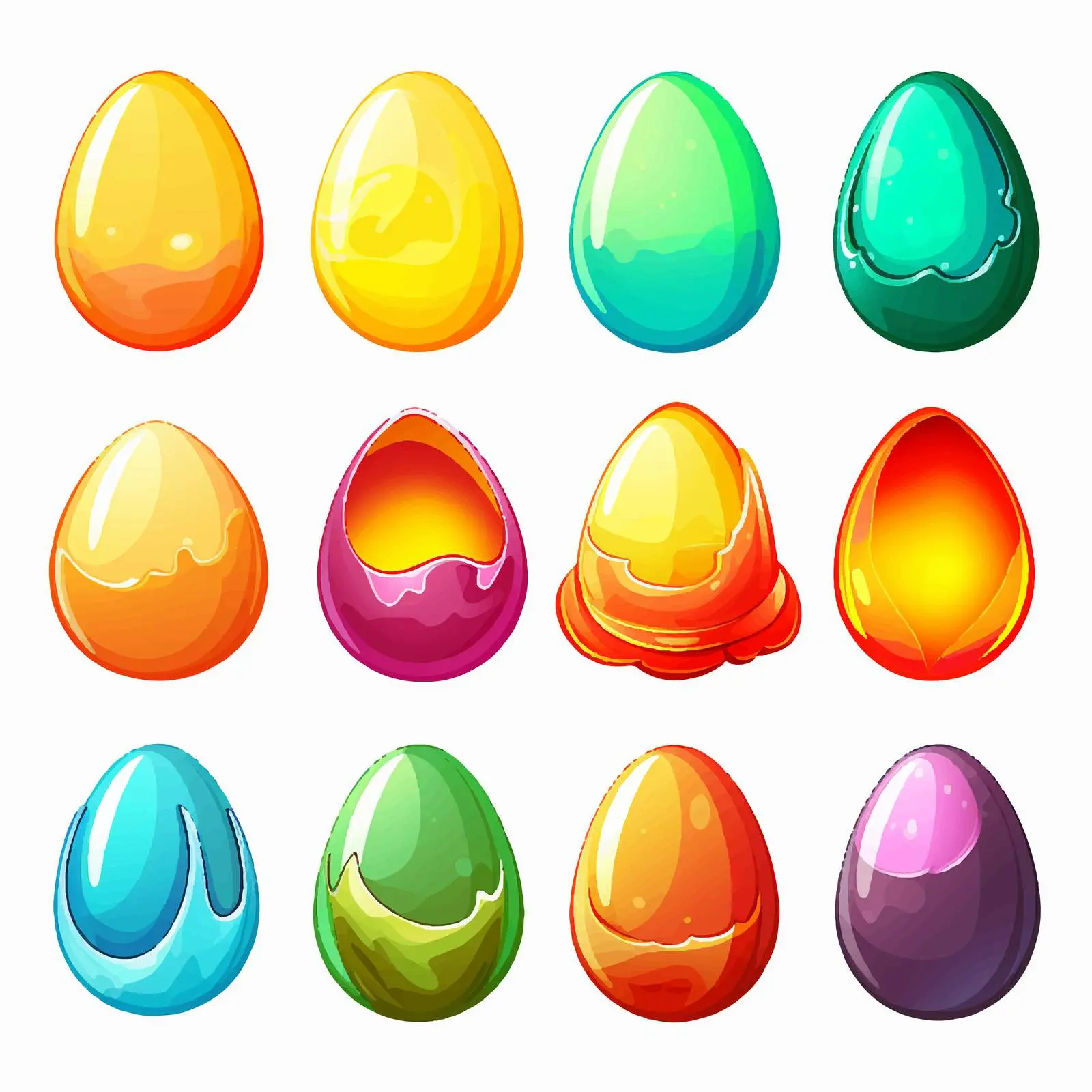 Bright Modern Clip Art Set of Eggs – free easter egg image from Dotvec