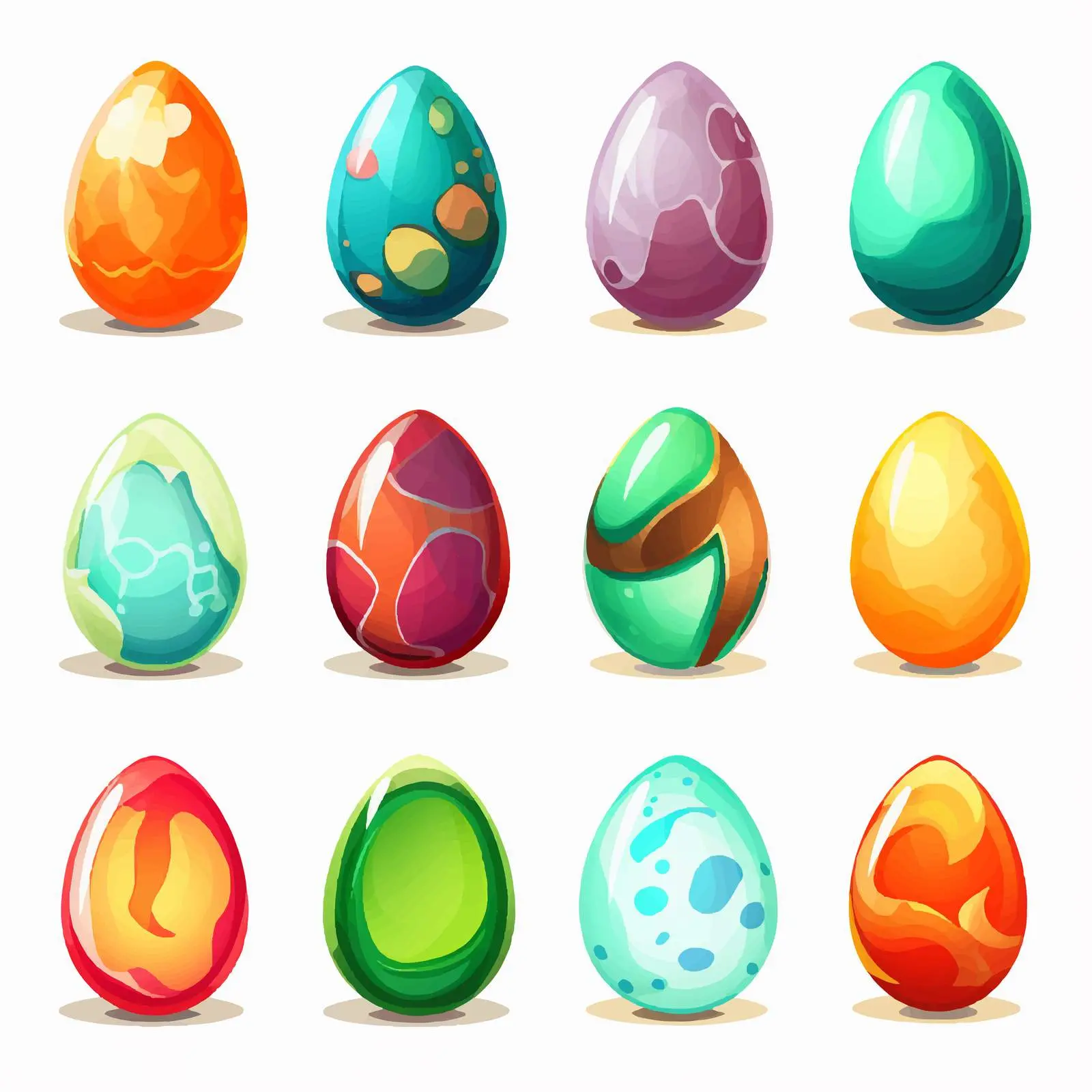 Bright Modern Clip Art of Isolated Eggs – free easter egg image from Dotvec