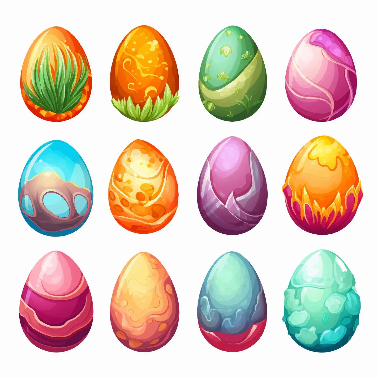 Bright Modern Clip Art Set of Eggs – free easter egg image from Dotvec