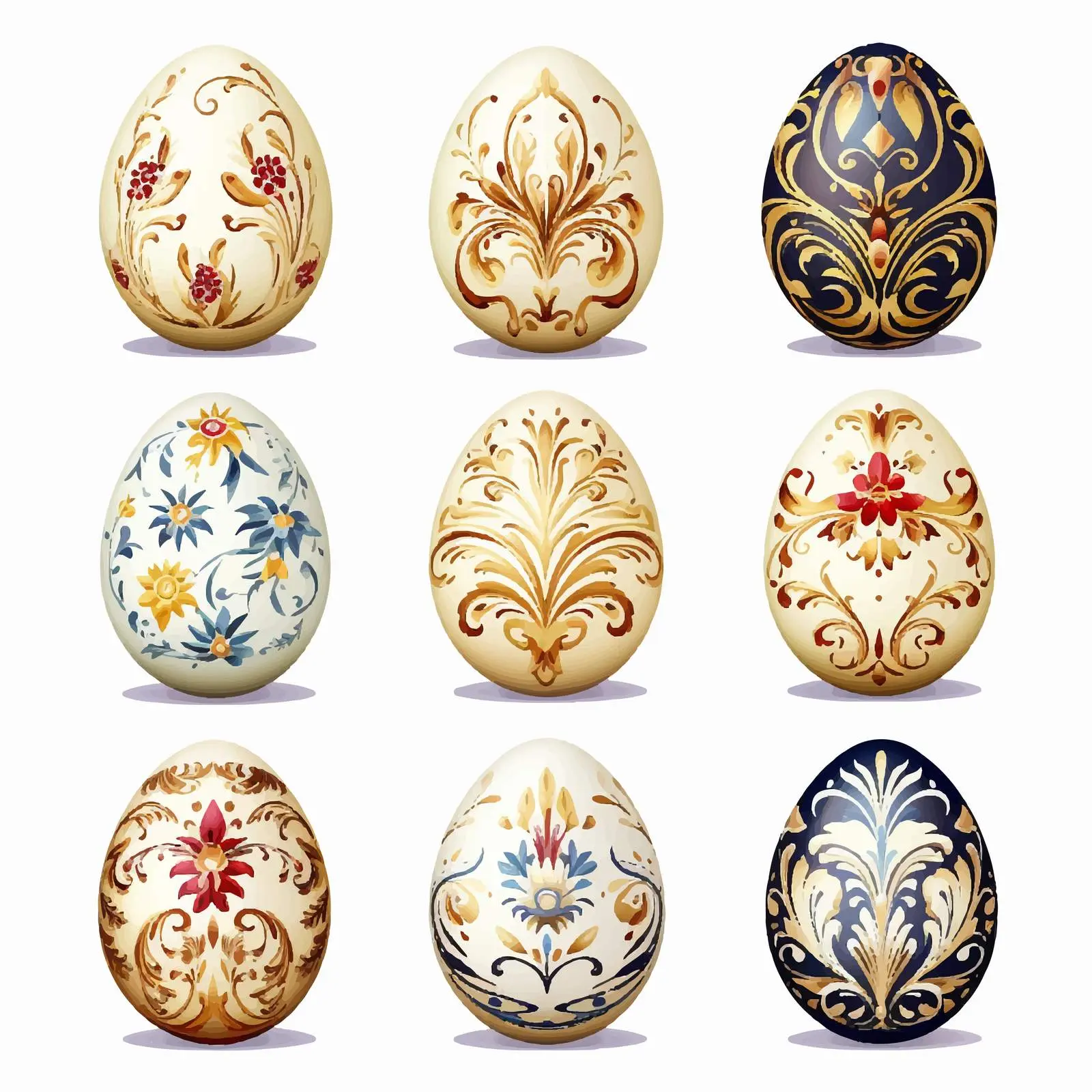 Easter Egg Clipart with Baroque Patterns – free easter egg image from Dotvec