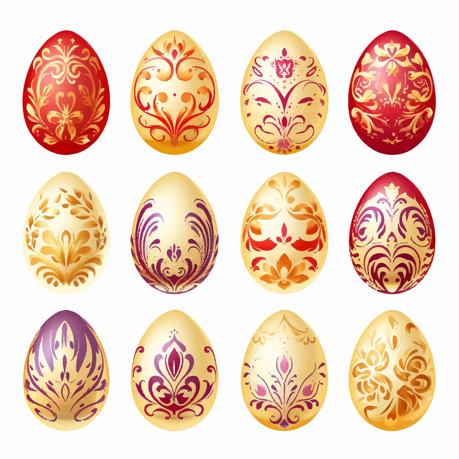 Easter Egg Clip Art with Baroque Pattern — free download from Dotvec