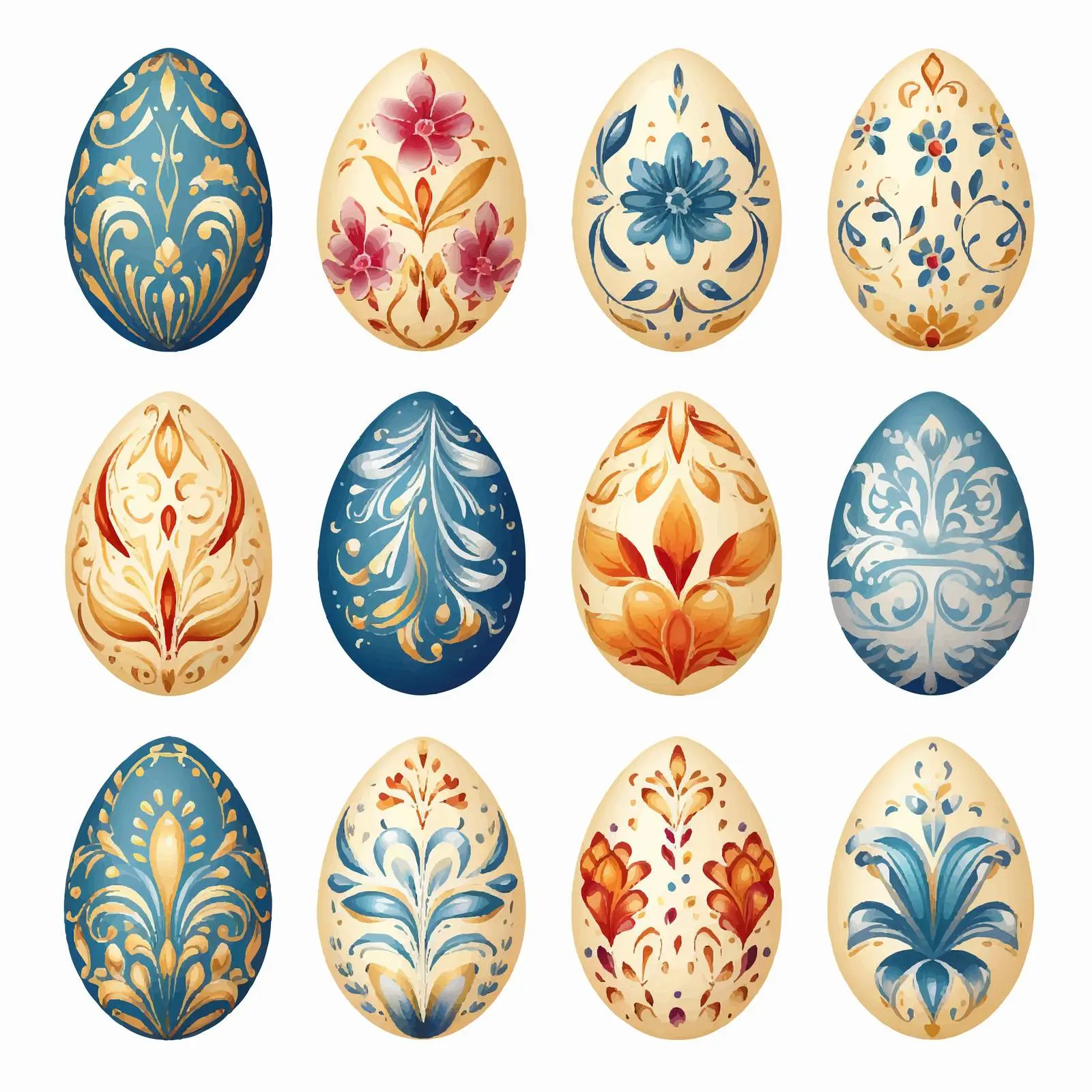Baroque Easter Egg Clip Art Set – free easter egg image from Dotvec
