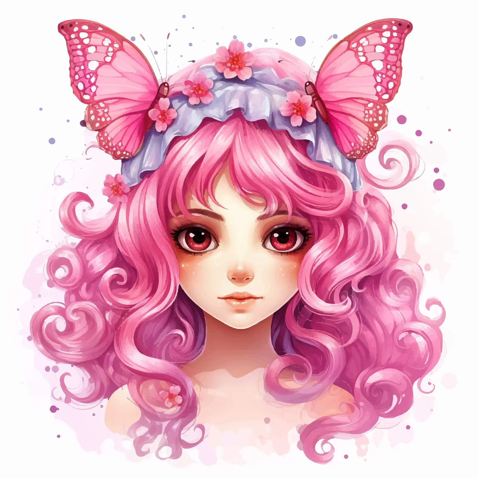 Fairy Girl Illustration with Pink Hair — free download from Dotvec
