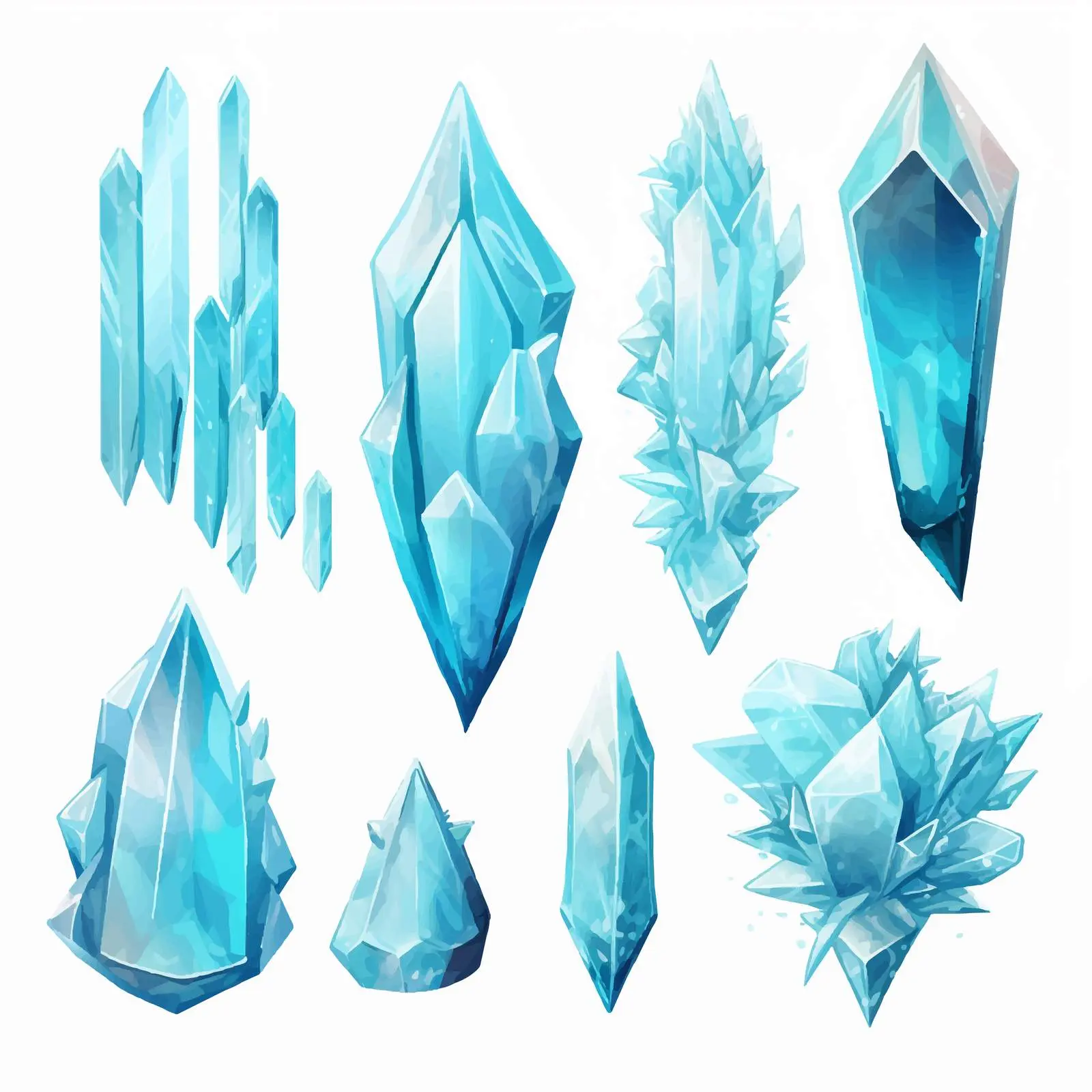 Frozen Ice Fantasy Crystals Clip Art Set – free transparent background image from Dotvec