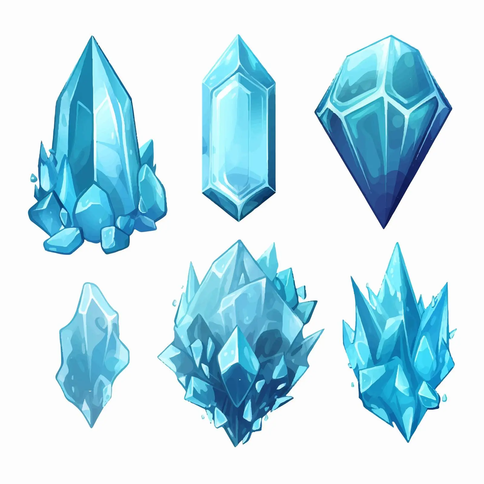 Frozen Ice Fantasy Crystal Clip Art Set – free gemstone image from Dotvec