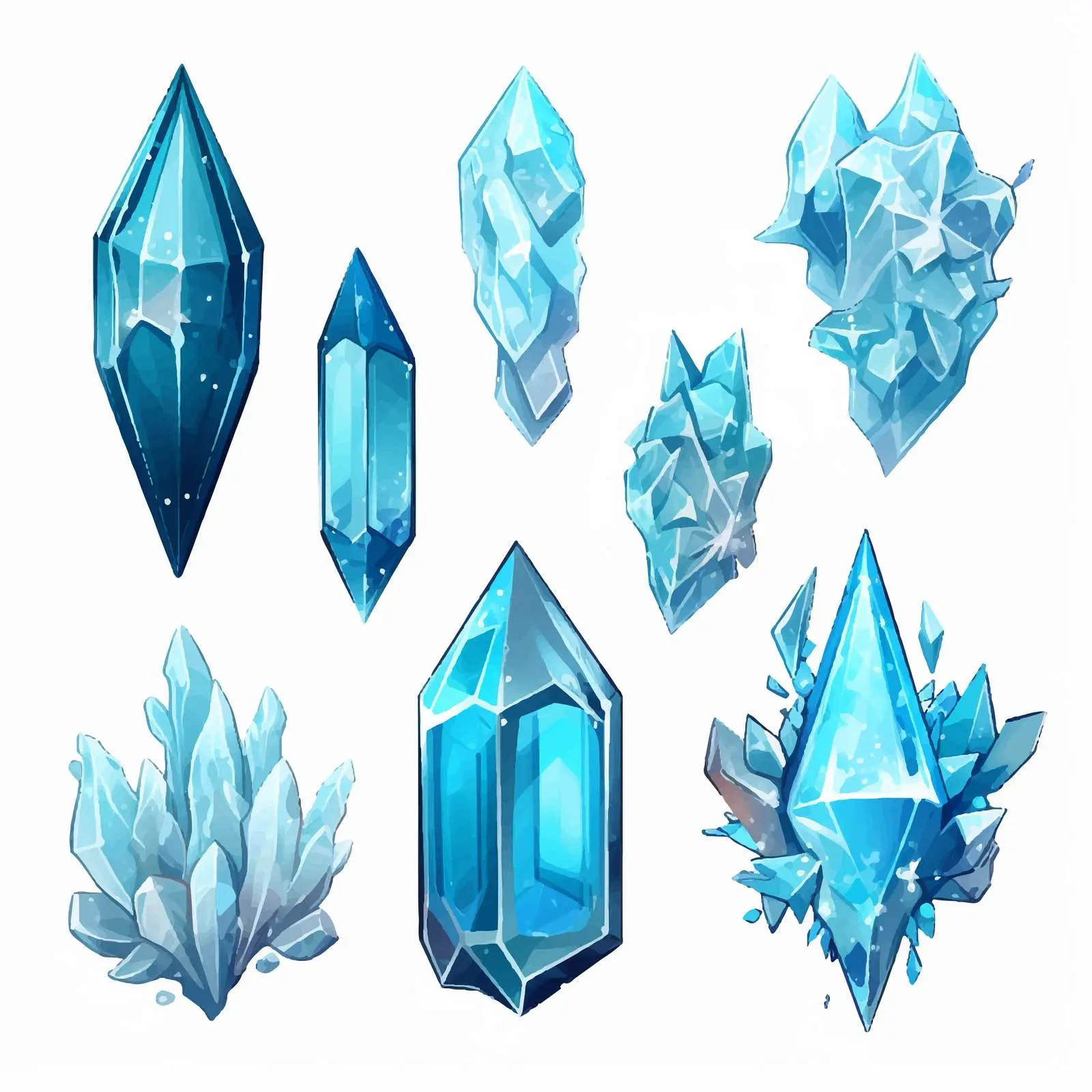 Frozen Ice Fantasy Crystals Clip Art Set – free transparent background image from Dotvec