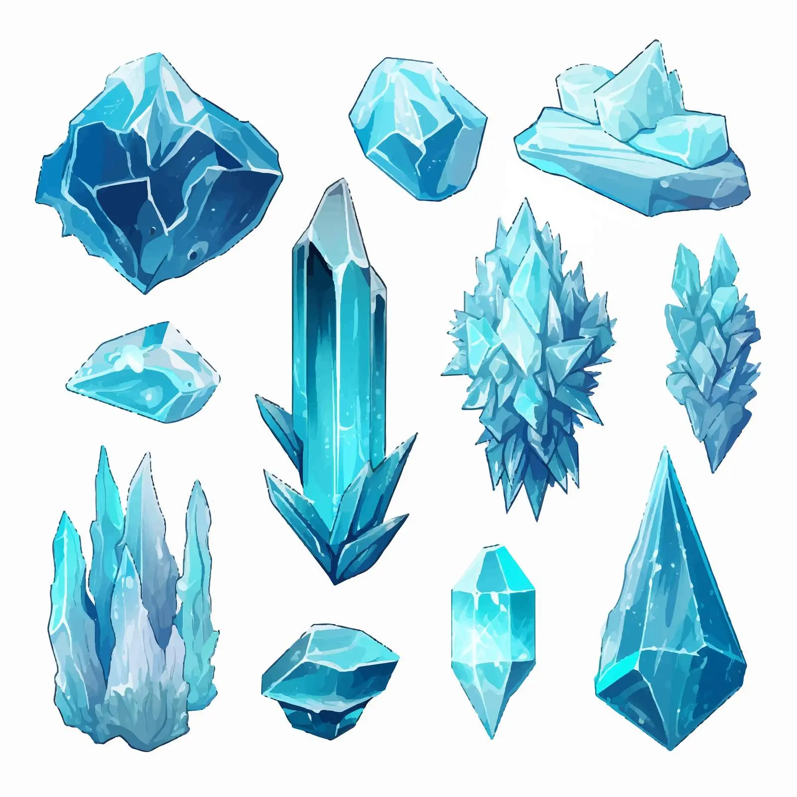 Frozen Ice Fantasy Crystal Clip Art Set – free transparent background image from Dotvec