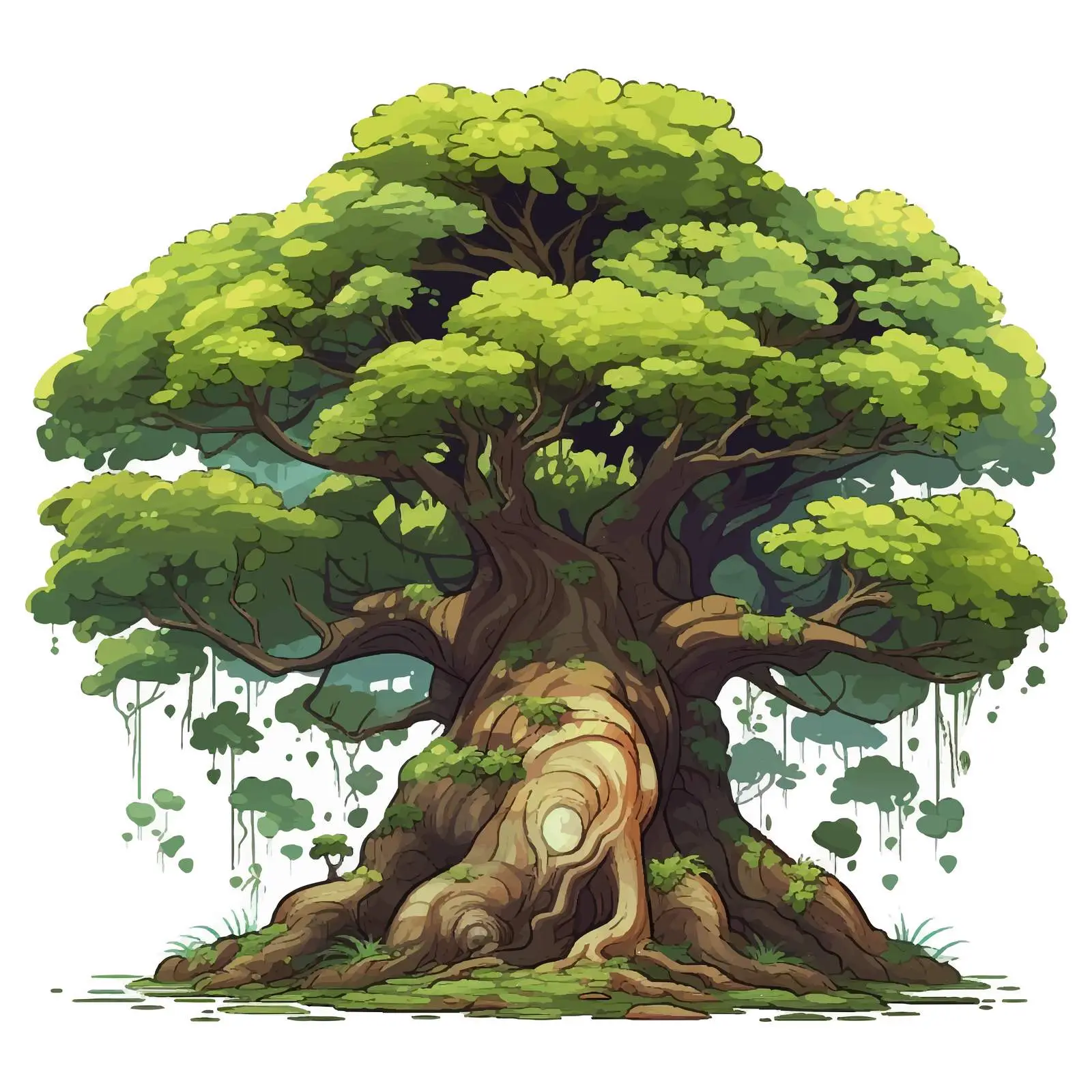 Fantasy Huge Tree Illustration on White Background — free download from Dotvec